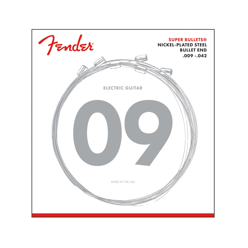 Fender Super Bullets 3250L Nickel - Plated Steel Light - Gauge Electric Guitar Strings (Gauges: 0.009 - 0.042) for Rock and Cutting - Sound Music