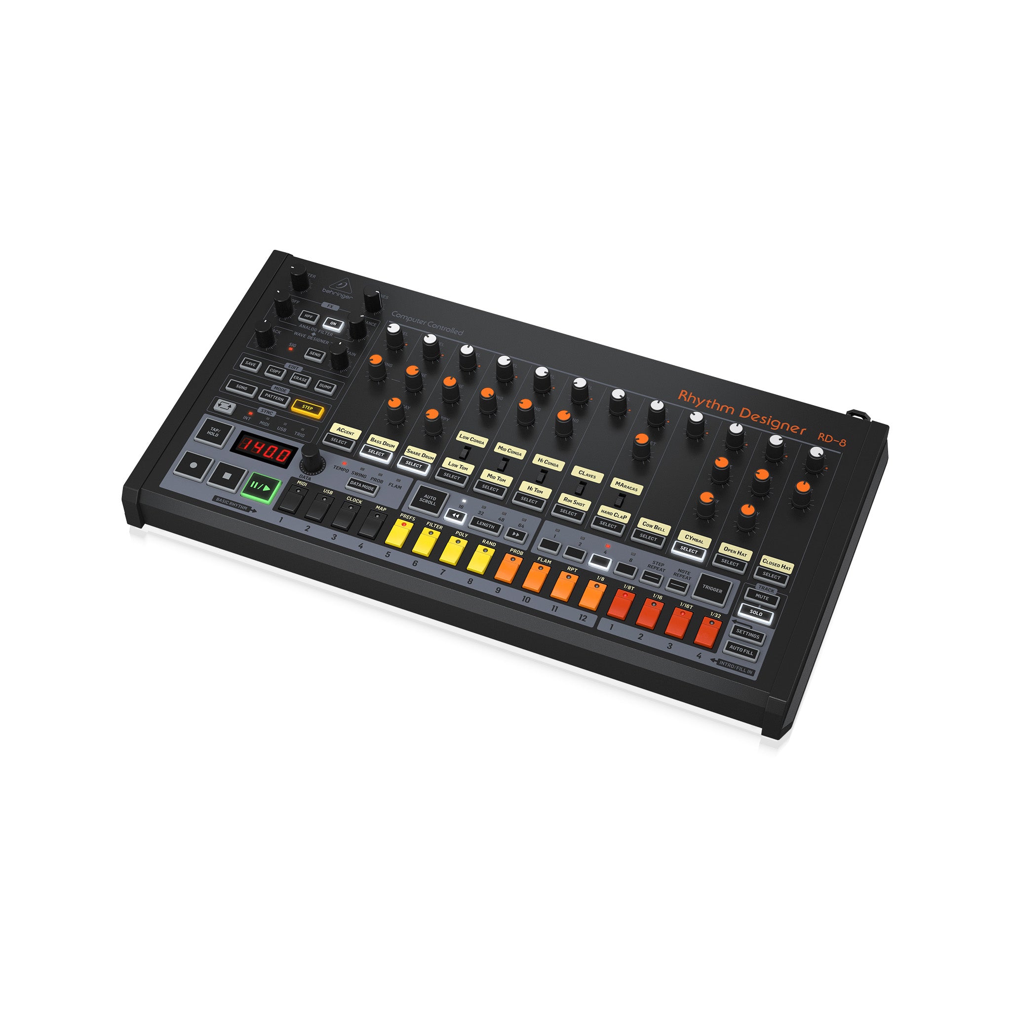 Behringer RD-8 MKII Advanced Analog Drum Machine for Beat - Making Masters