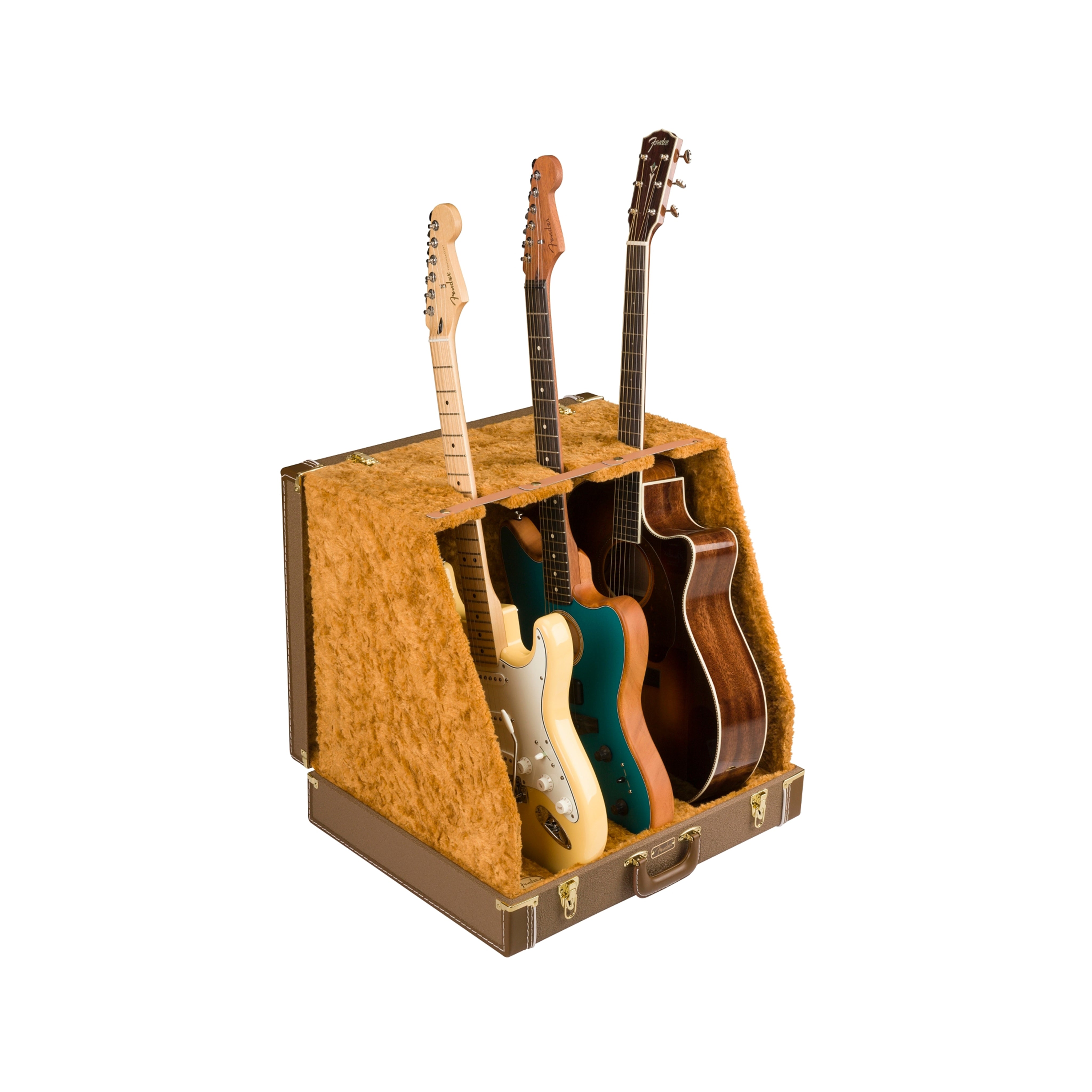 Brown Fender Classic Series Instrument Case Stand Suitable for Displaying and Storing up to 3 Guitars