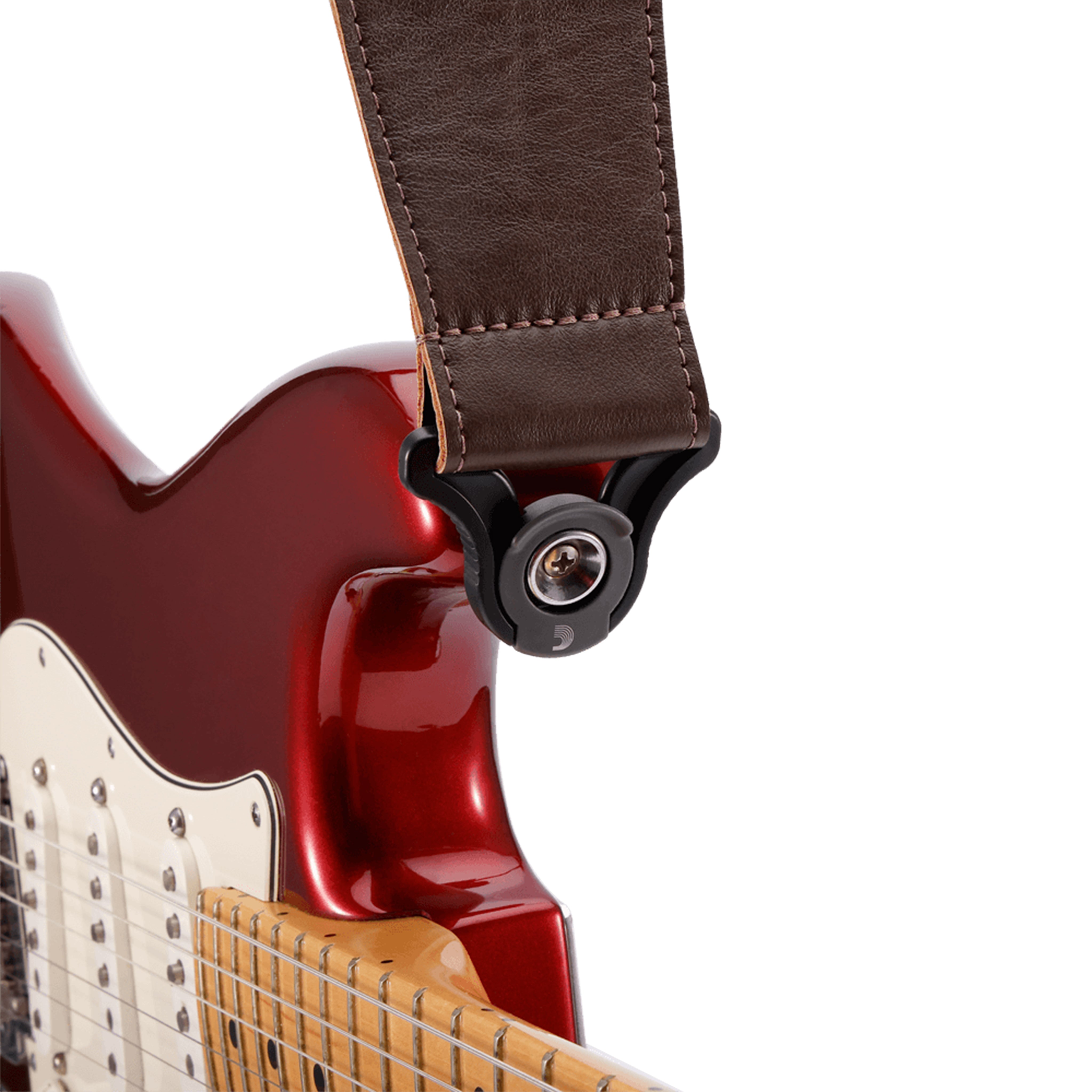 D'Addario 3-Inch Comfortable Brown Leather Auto-Lock Guitar Strap for Electric, Acoustic and Bass Guitars