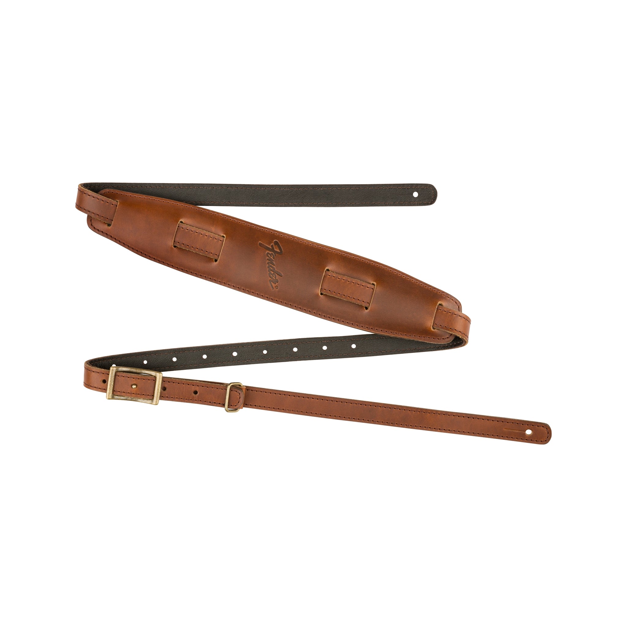 Fender Mustang Premium Leather Guitar Strap in Cognac, 40.5'-56' Length
