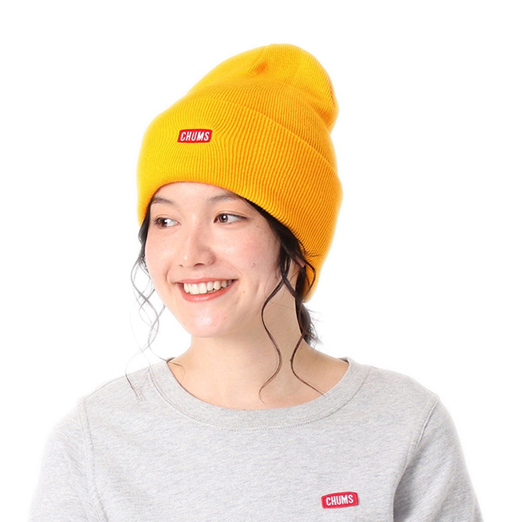 Yellow CHUMS Embroidered Logo Knit Cap for Comfortable Daily Wear