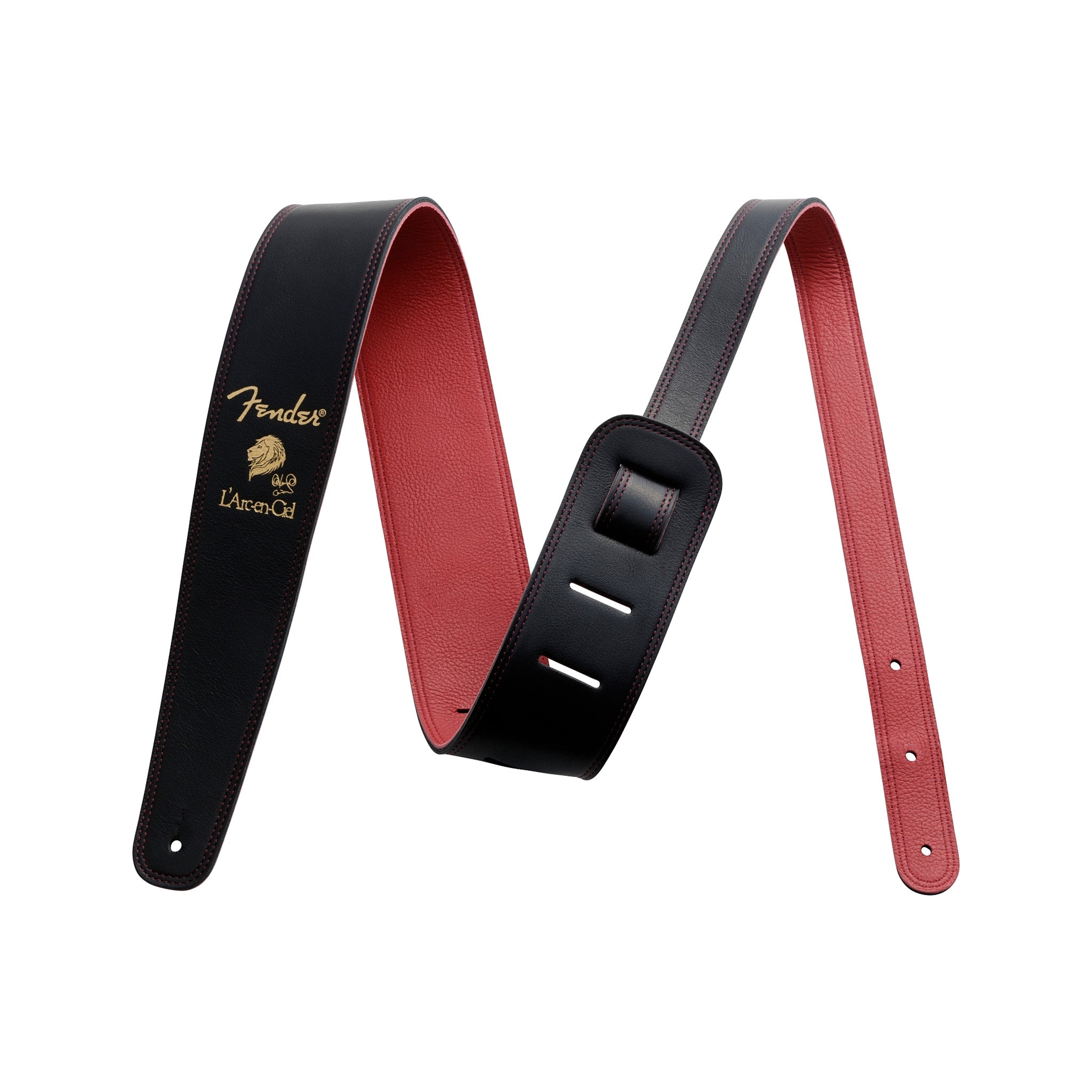 Fender Black & Red Ken Signature Guitar Strap with High - Quality Leather