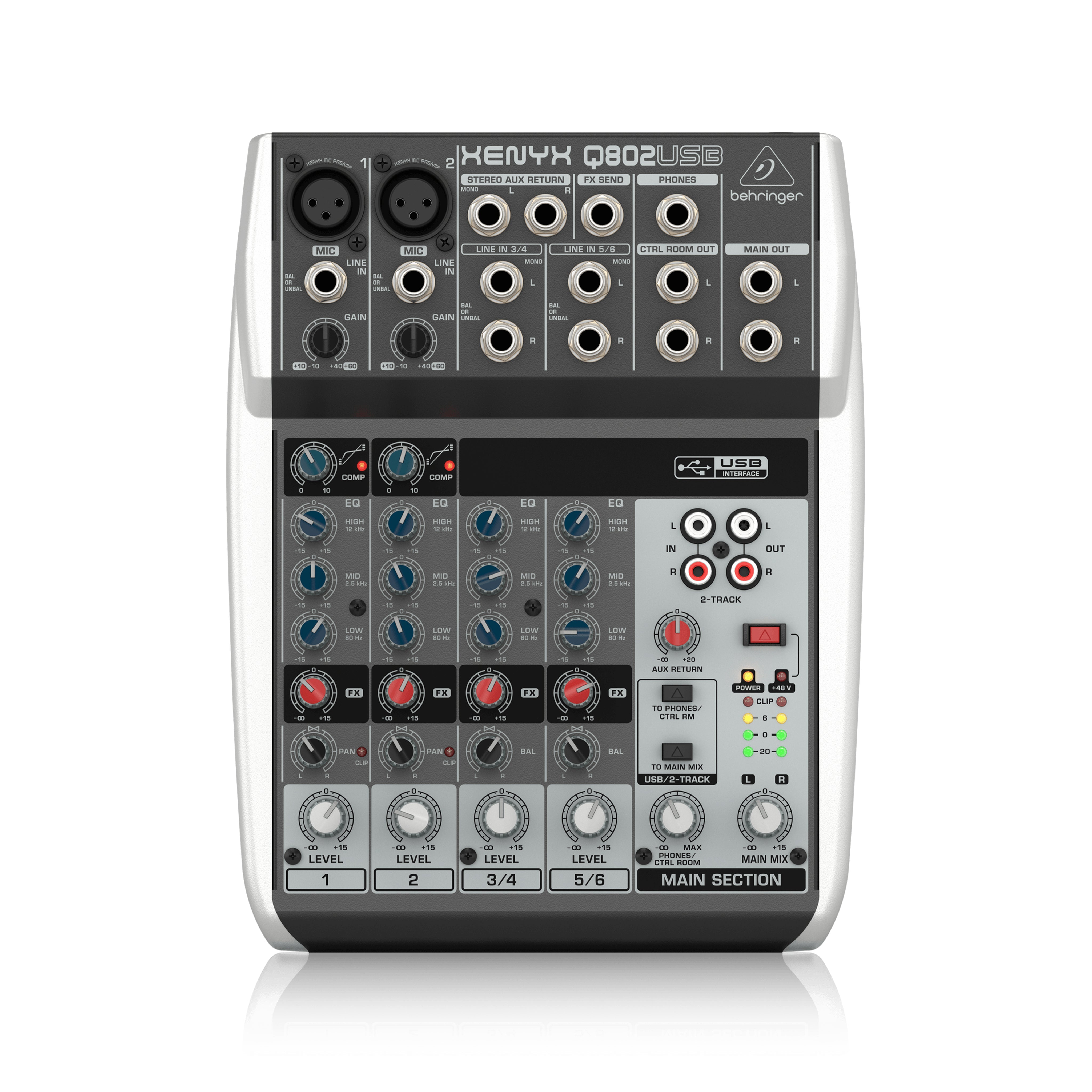 Behringer Xenyx Q802USB Mixer with USB & EU Plug for Premium Sound