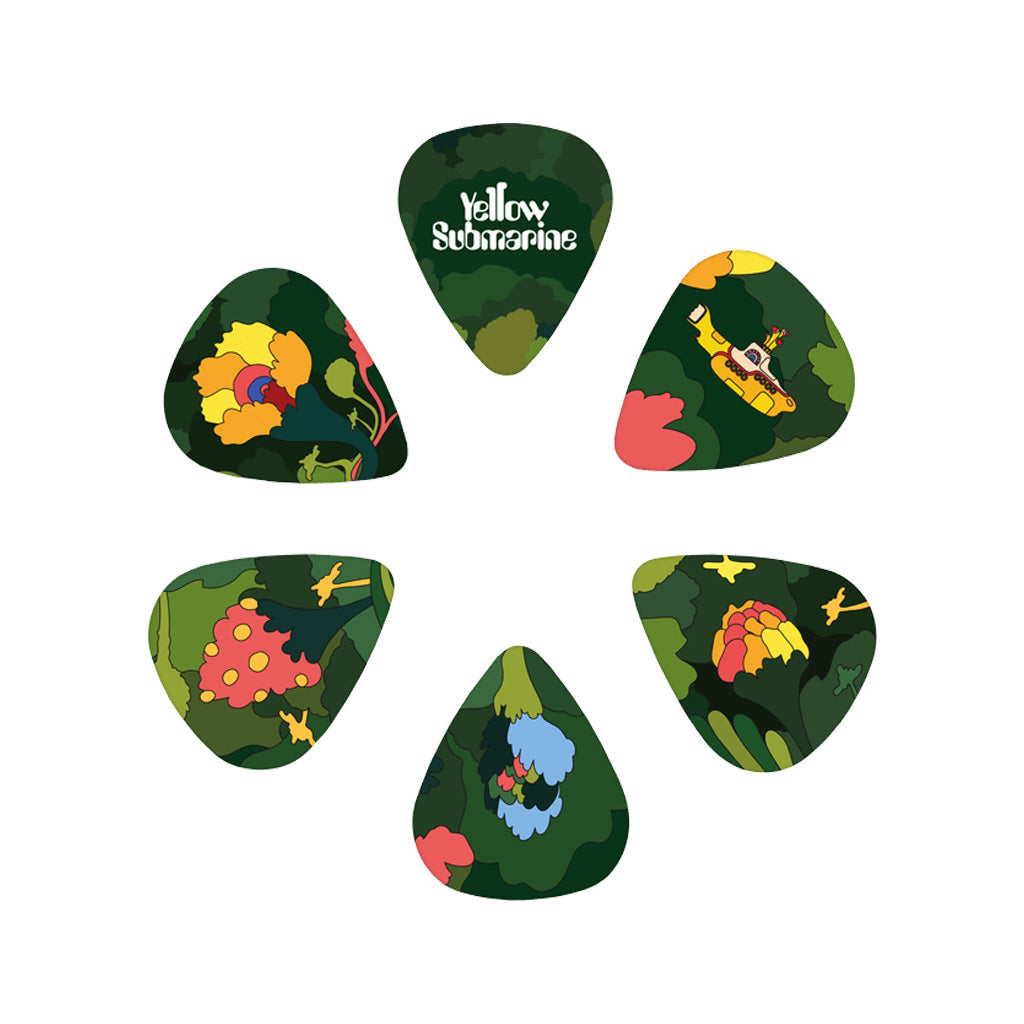 D'Addario 1CWH4-11B2 Medium 15-Pack Yellow Submarine 55th Anniversary Guitar Picks with Pepperland Woods Design
