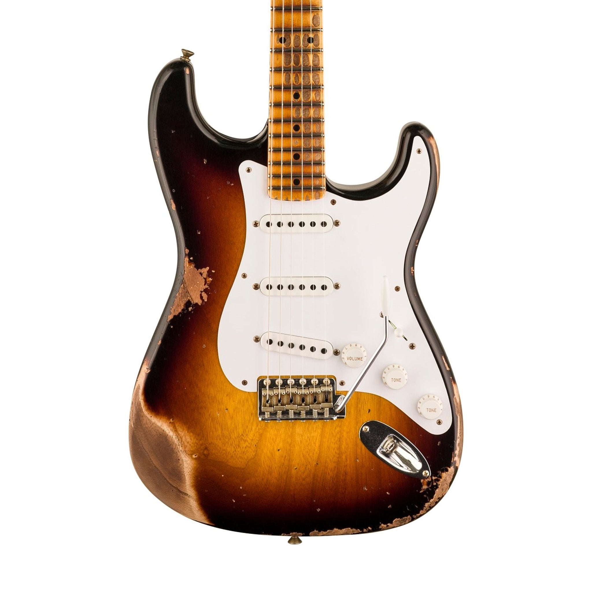 Fender Custom Shop Limited Edition 70th Anniversary 1954 Stratocaster Electric Guitar with Heavy Relic Finish and Wide-Fade 2-Color Sunburst Design