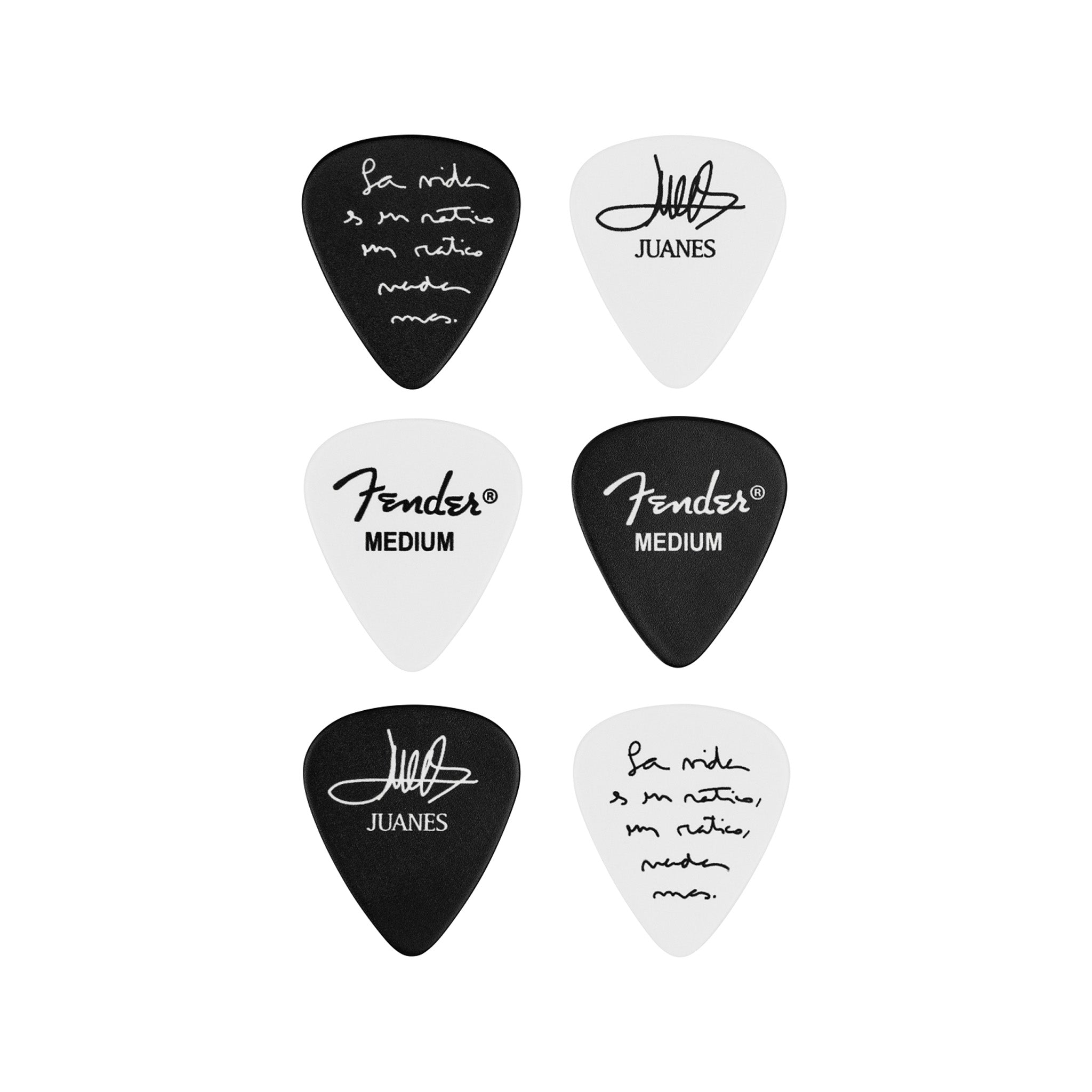 Fender 6-Pack of Juanes 351 Celluloid Guitar Picks - A Collectible Set for Guitar Enthusiasts