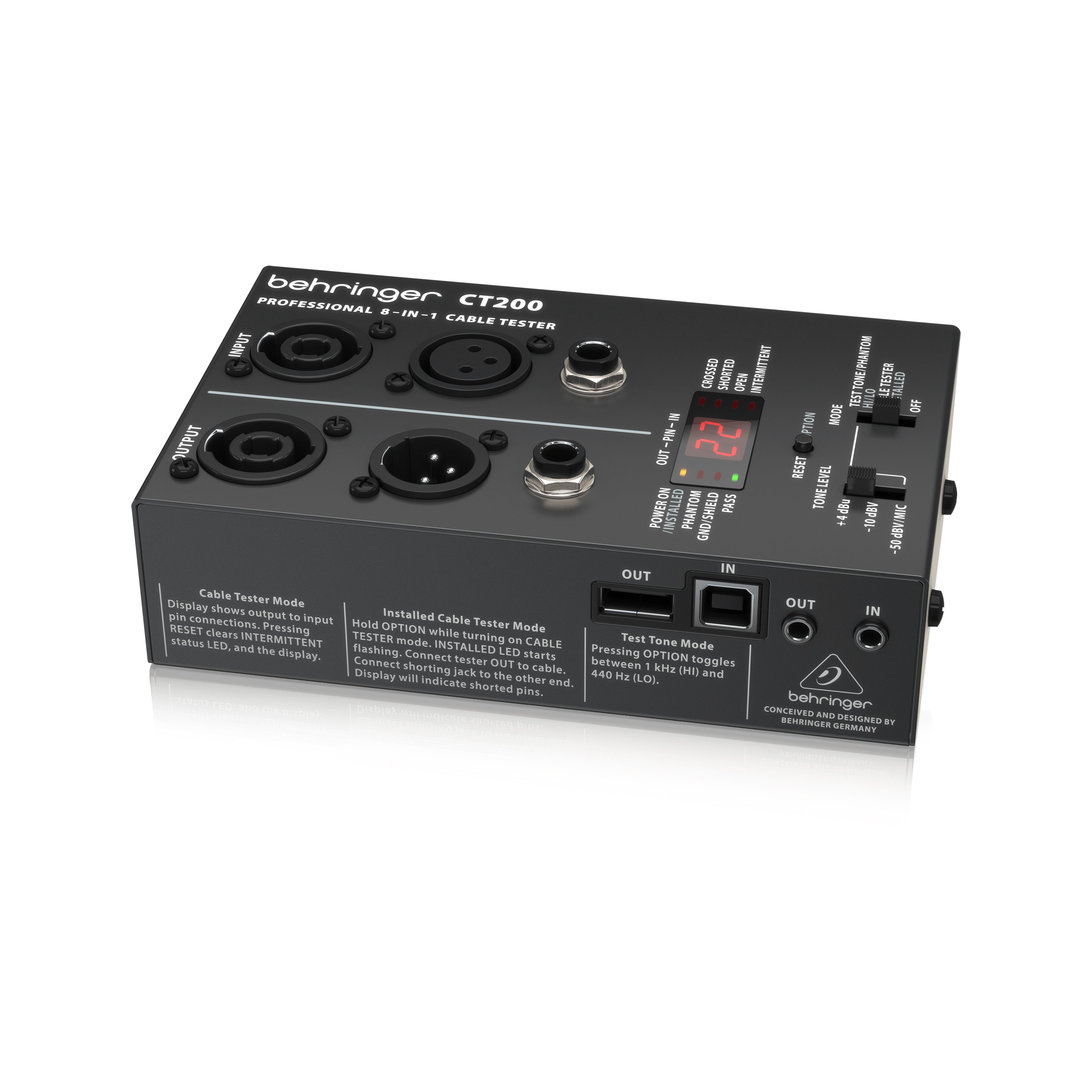 Behringer CT200 All-in-One Audio Cable Tester for Sound Engineers and Musicians