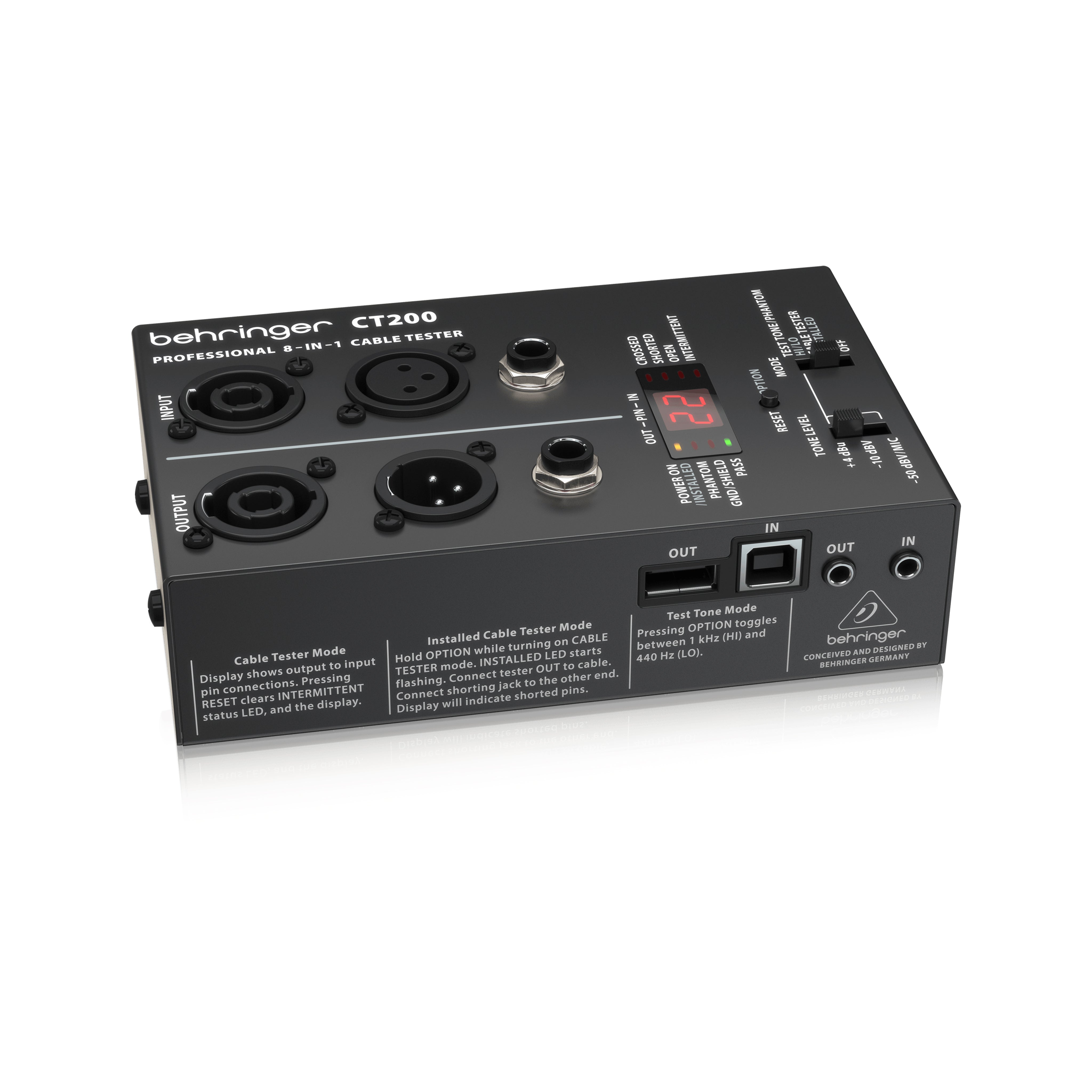 Behringer CT200 All-in-One Audio Cable Tester for Sound Engineers and Musicians
