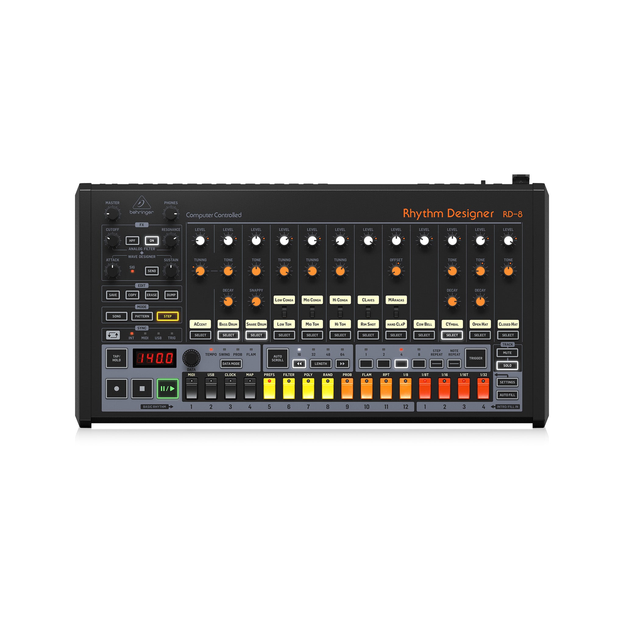 Behringer RD-8 MKII Advanced Analog Drum Machine for Beat - Making Masters