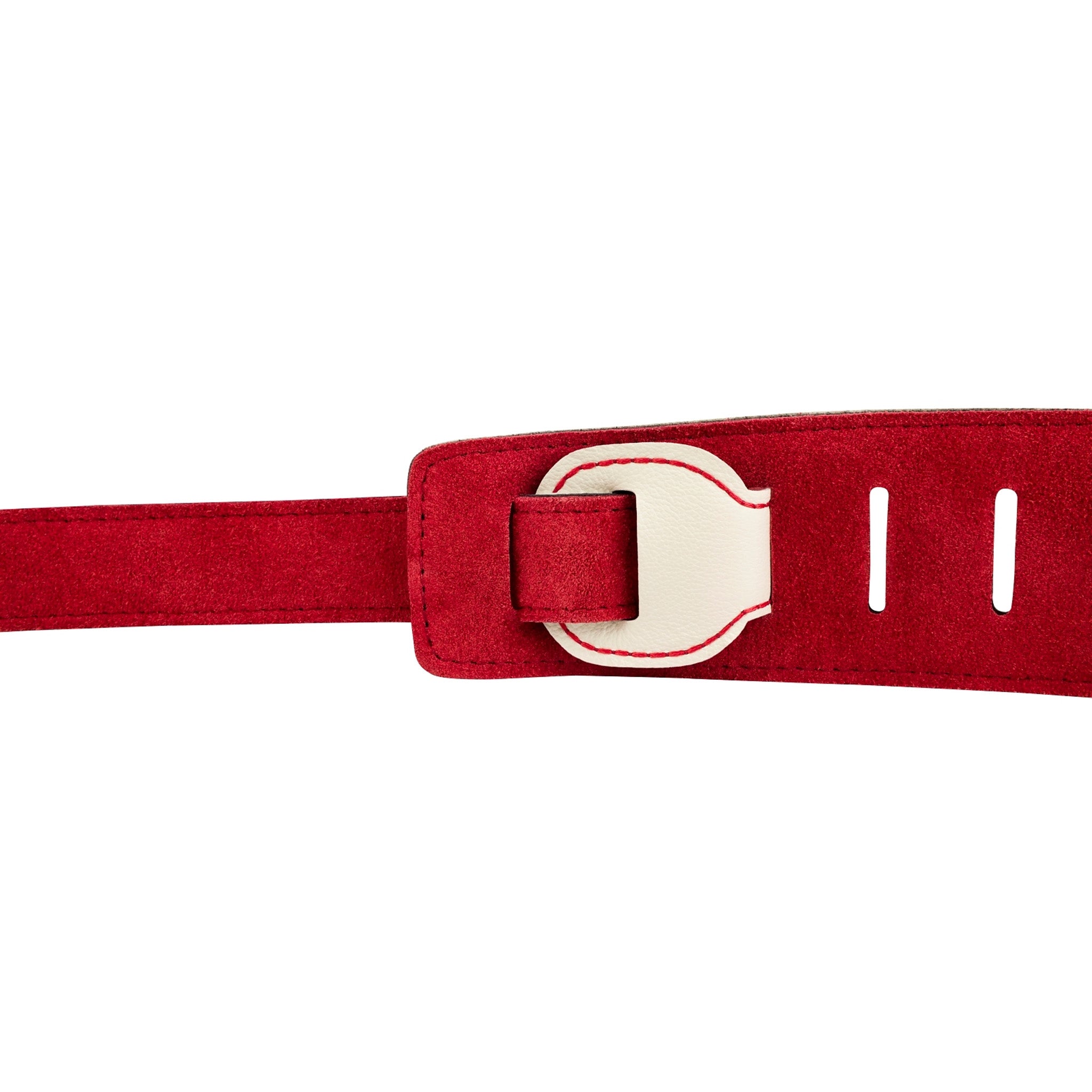Fender John 5 Arctic White Leather Guitar Strap with Red Suede Backing