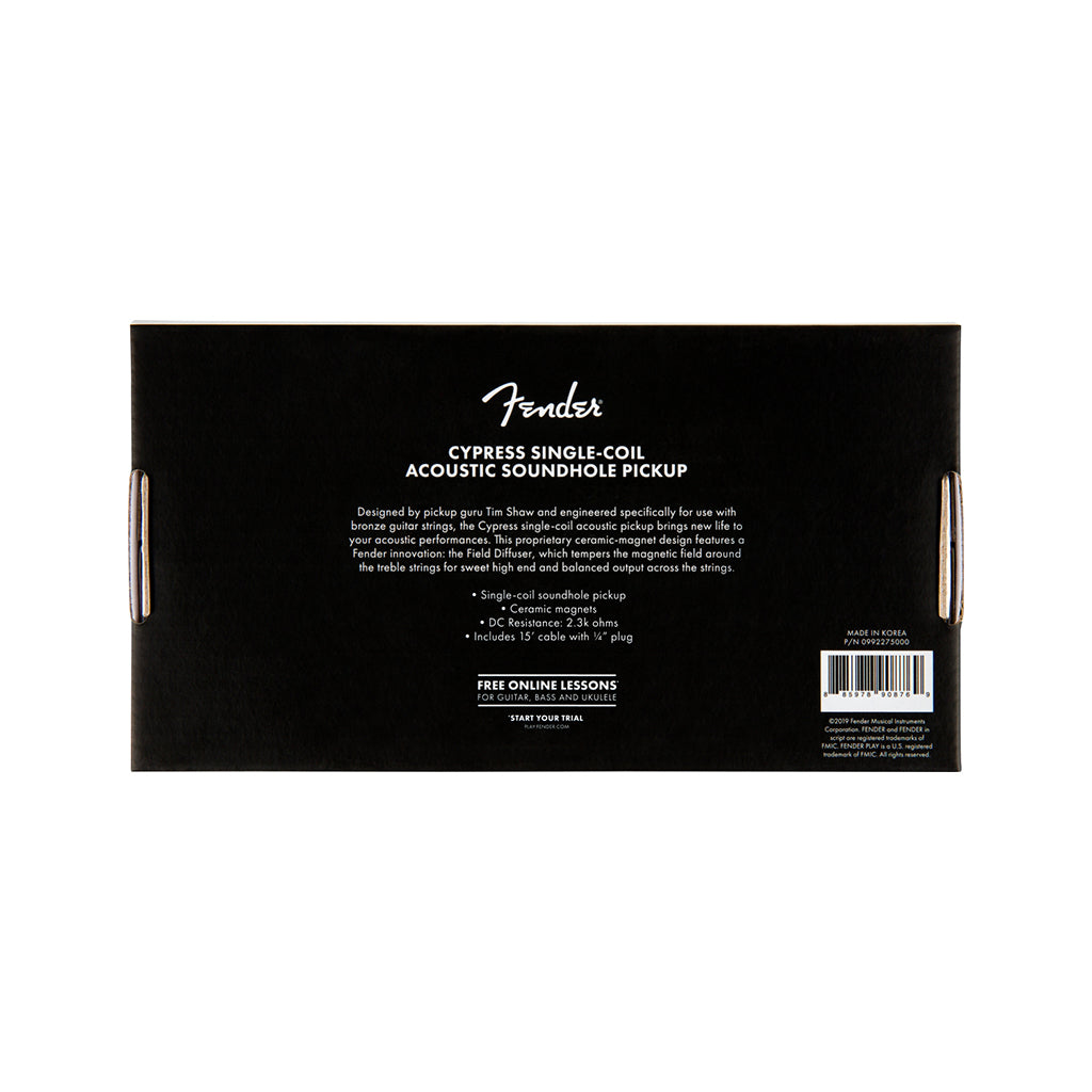 Fender Natural Single - Coil Acoustic Soundhole Pickup of Cypress Model for Enhanced Guitar Performances
