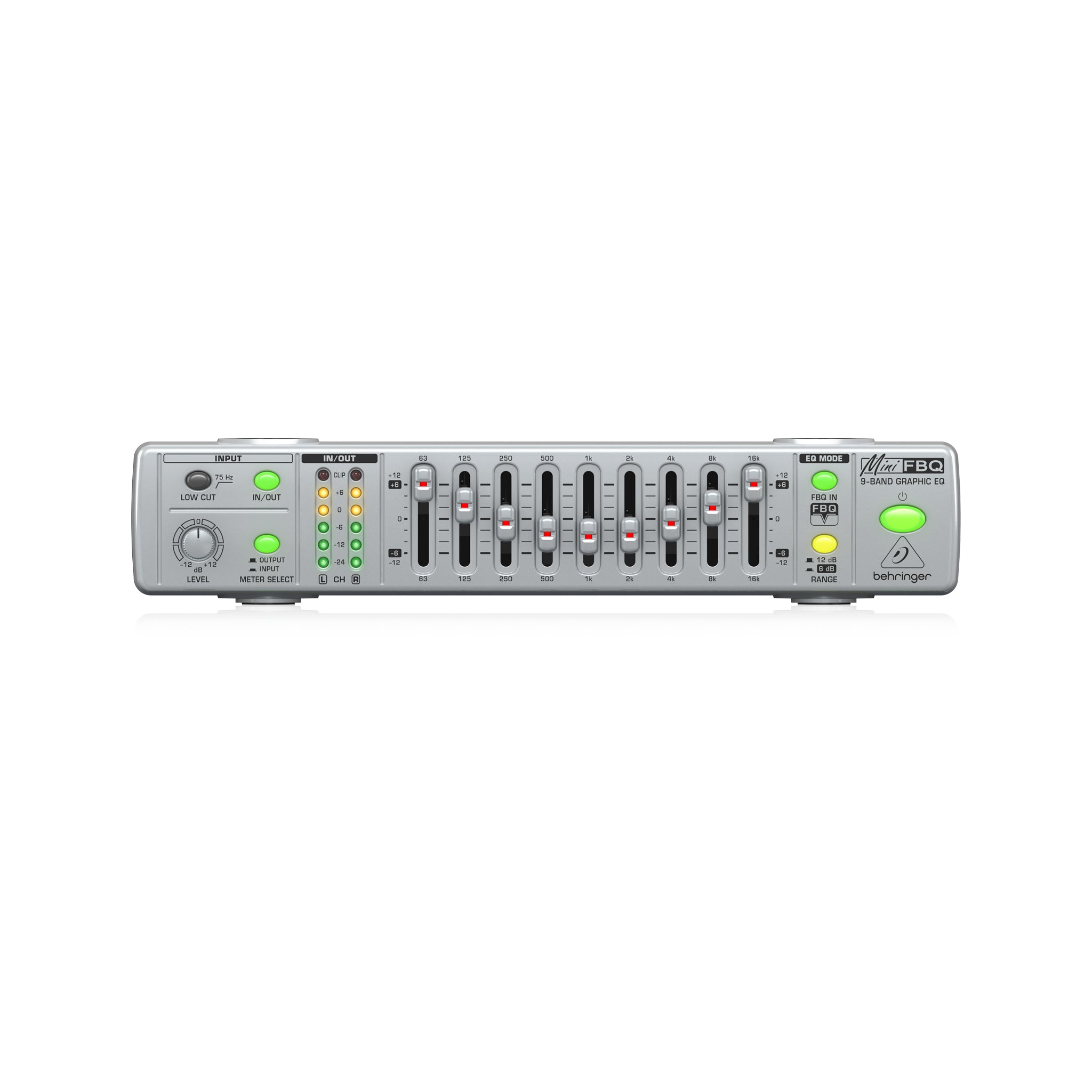 Behringer MINIFBQ FBQ800 Nine-Band Graphic Equalizer for Studio and Stage Audio Enhancement