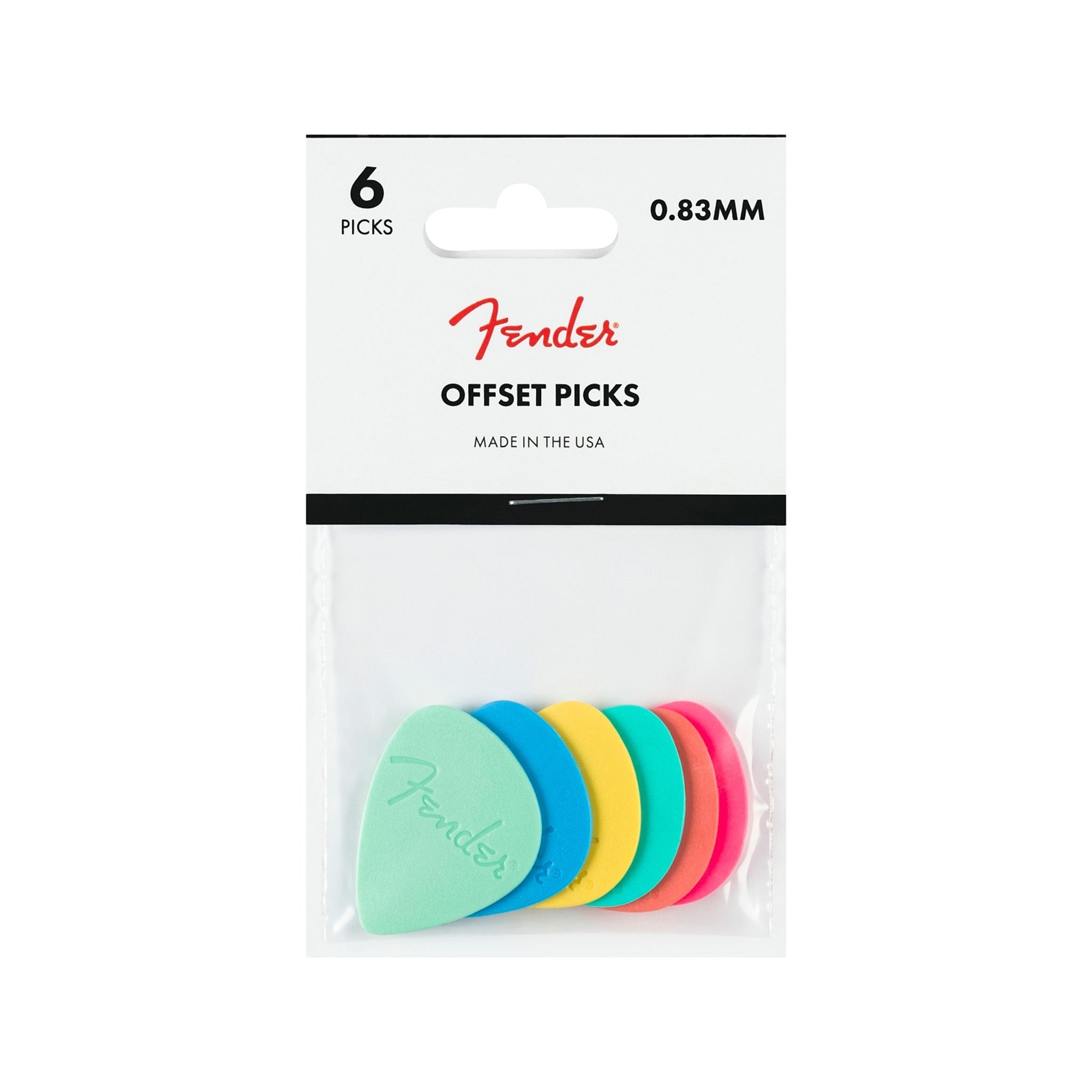 Fender Offset Style Guitar Picks in a Variety of Colors, 6-Piece Pack