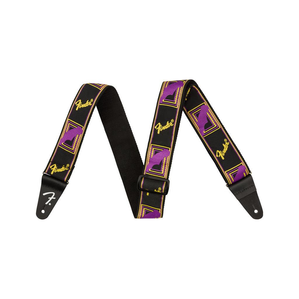 Purple and Yellow Fender Neon Monogram Adjustable Guitar Strap