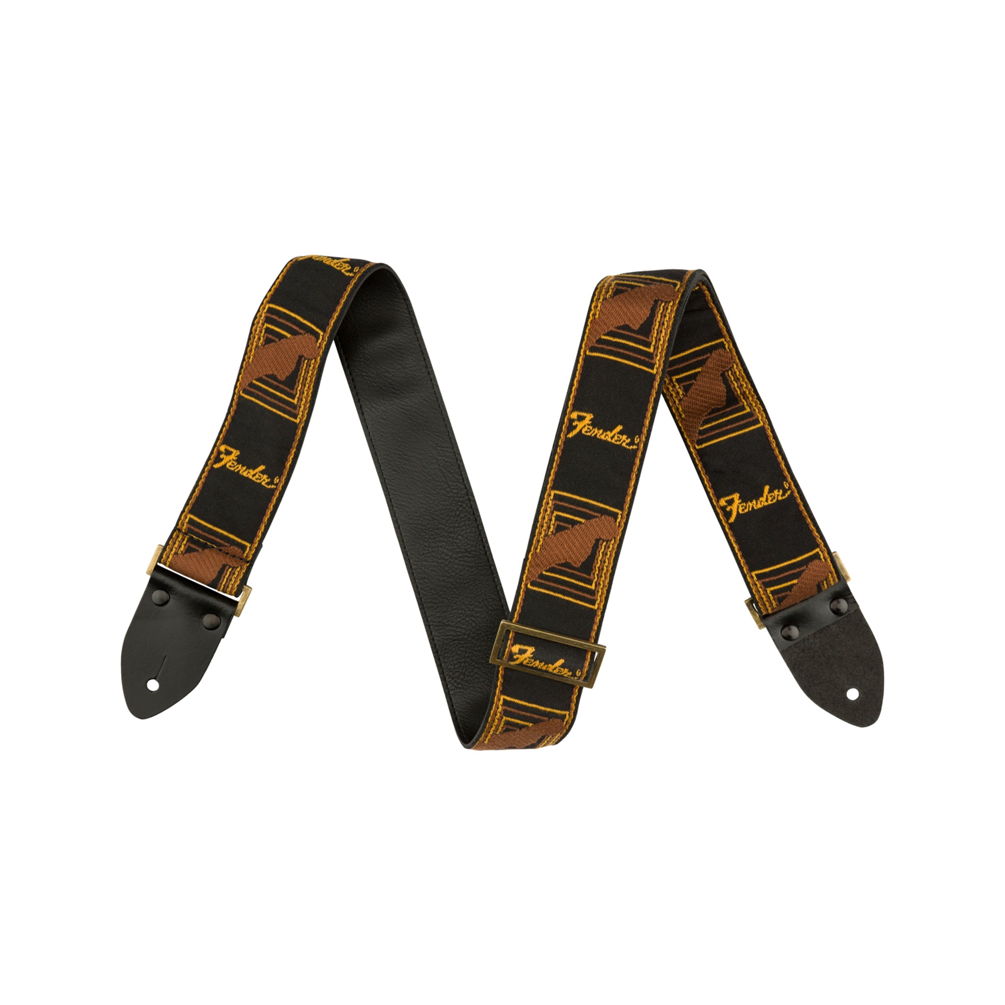 Fender Classic Monogrammed Guitar Strap in Black, Yellow, and Brown