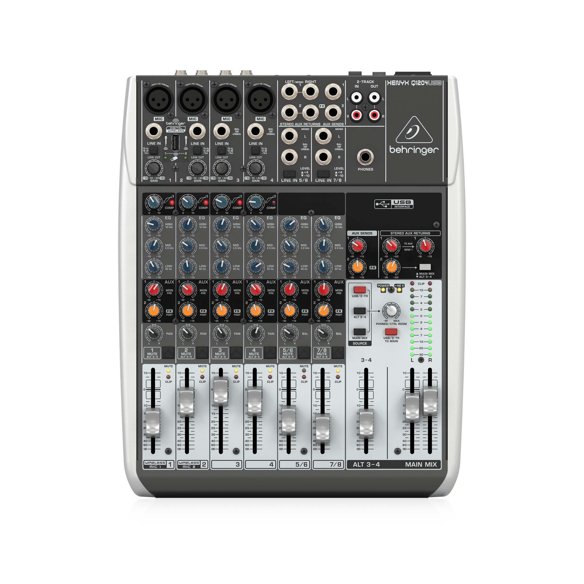 Behringer Xenyx 12-Channel Professional Audio Mixer with USB Connectivity - Q1204USB Model