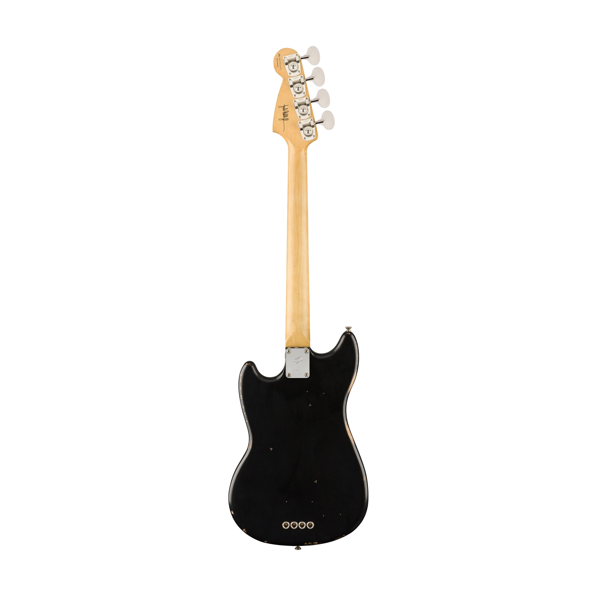 Black Fender Road Worn Mustang Bass Guitar by Justin Meldal - Johnson