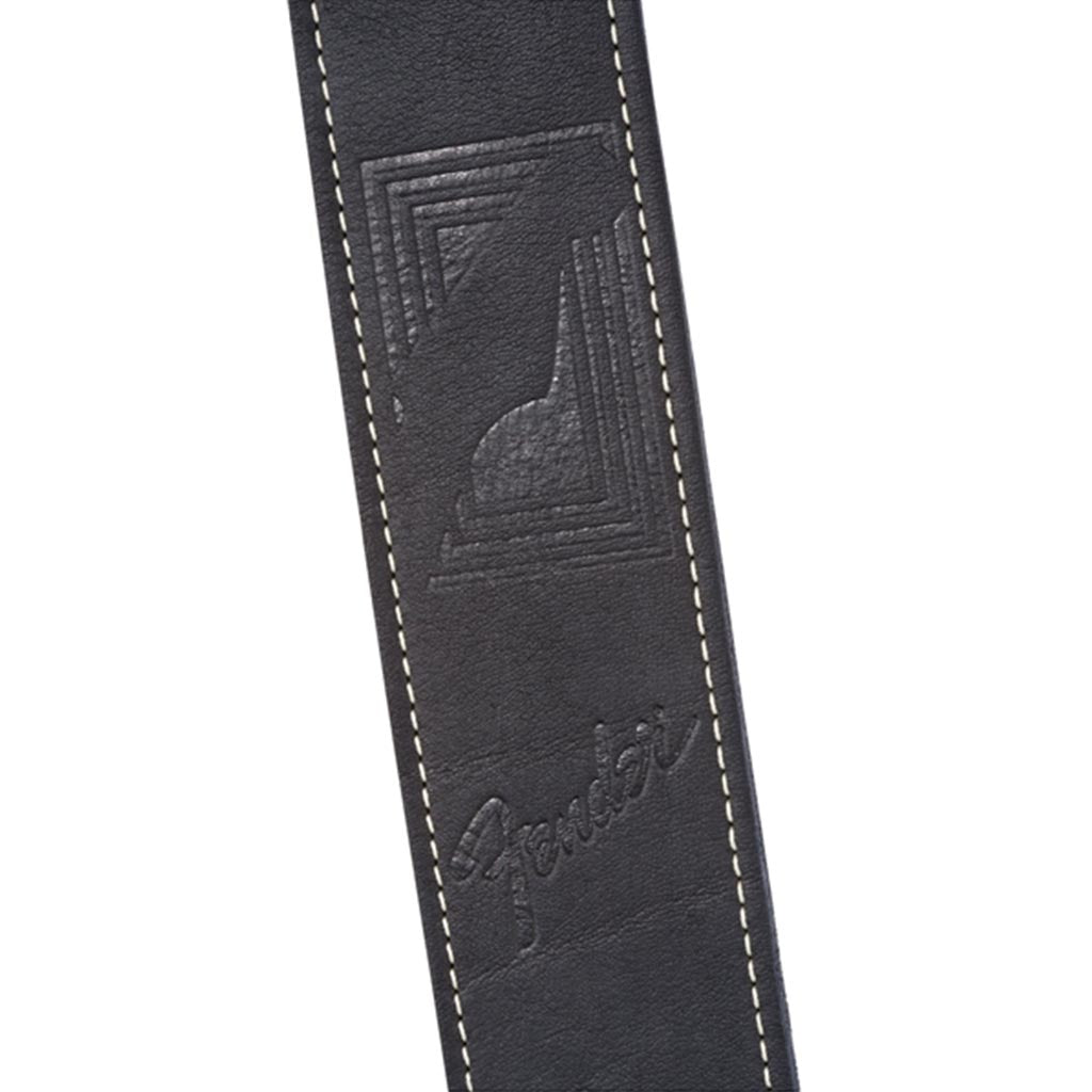Black Fender Monogrammed Leather Guitar Strap for Musicians