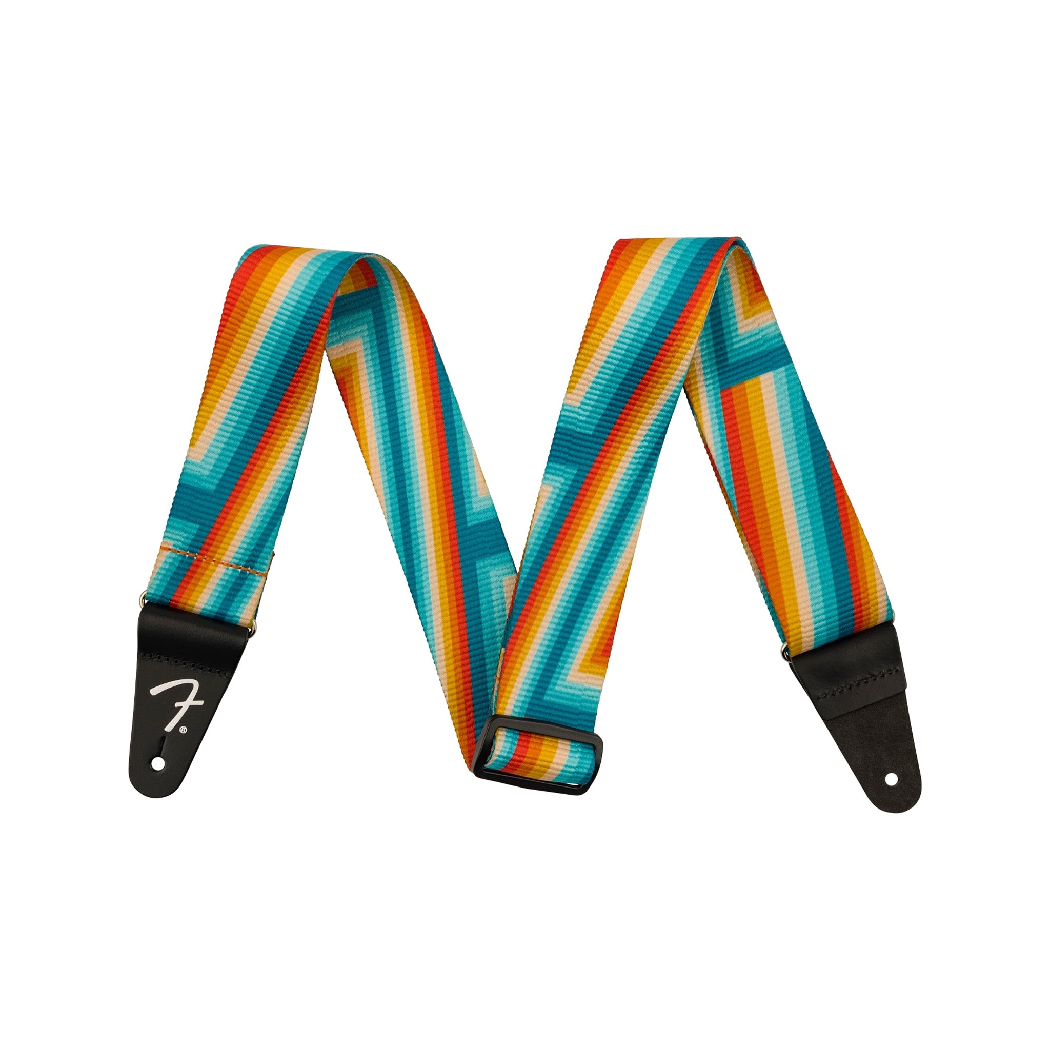 Fender Retro Style Rainbow-Colored Electric Guitar Strap with Iconic Designs