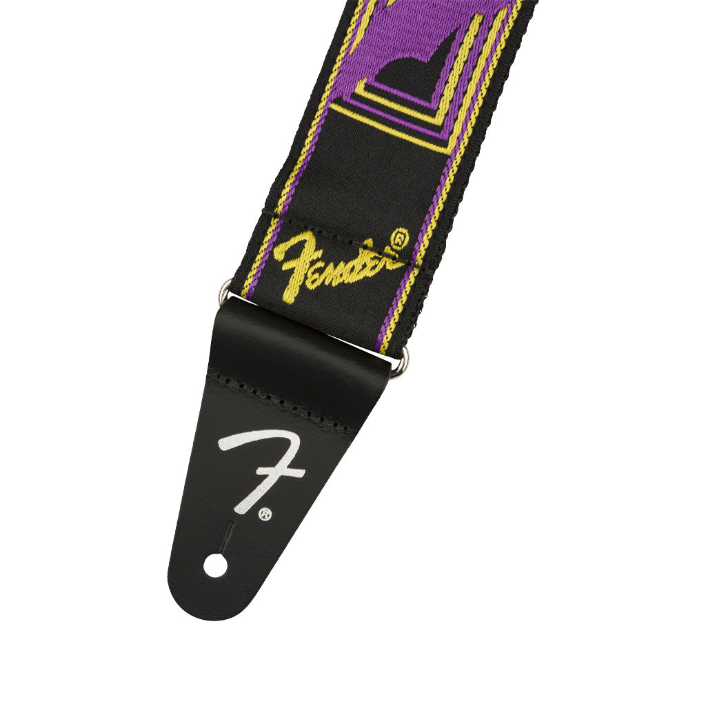 Purple and Yellow Fender Neon Monogram Adjustable Guitar Strap
