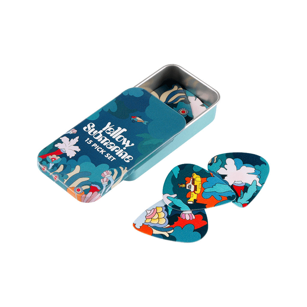 D'Addario 15-Pack Medium Guitar Picks - Yellow Submarine 55th Anniversary Under the Sea Design