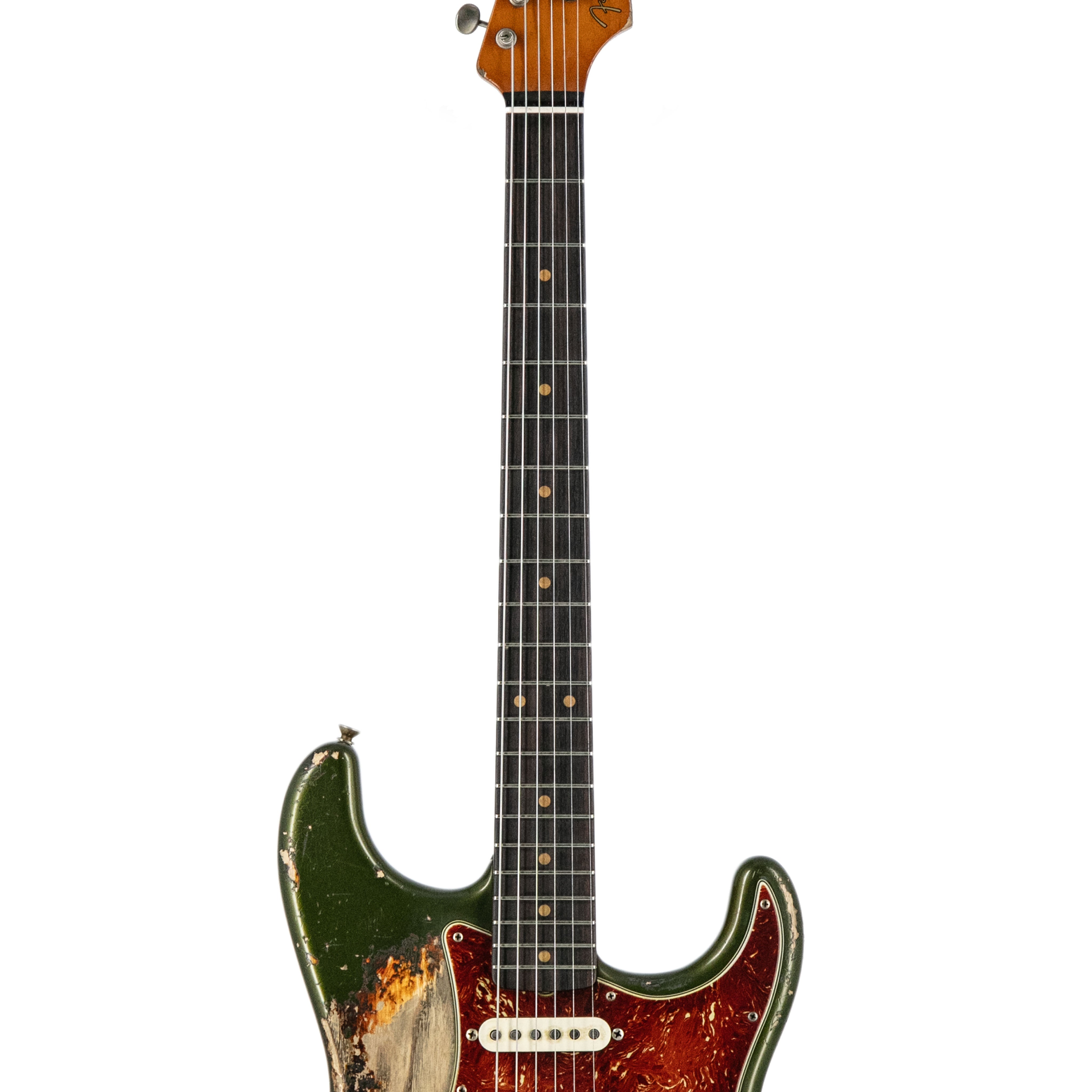 Fender Custom Shop Limited Edition Levi Perry Masterbuilt 1962 Stratocaster Electric Guitar with Heavy Relic Finish in Cadillac Green and 3 - Tone Sunburst Colors