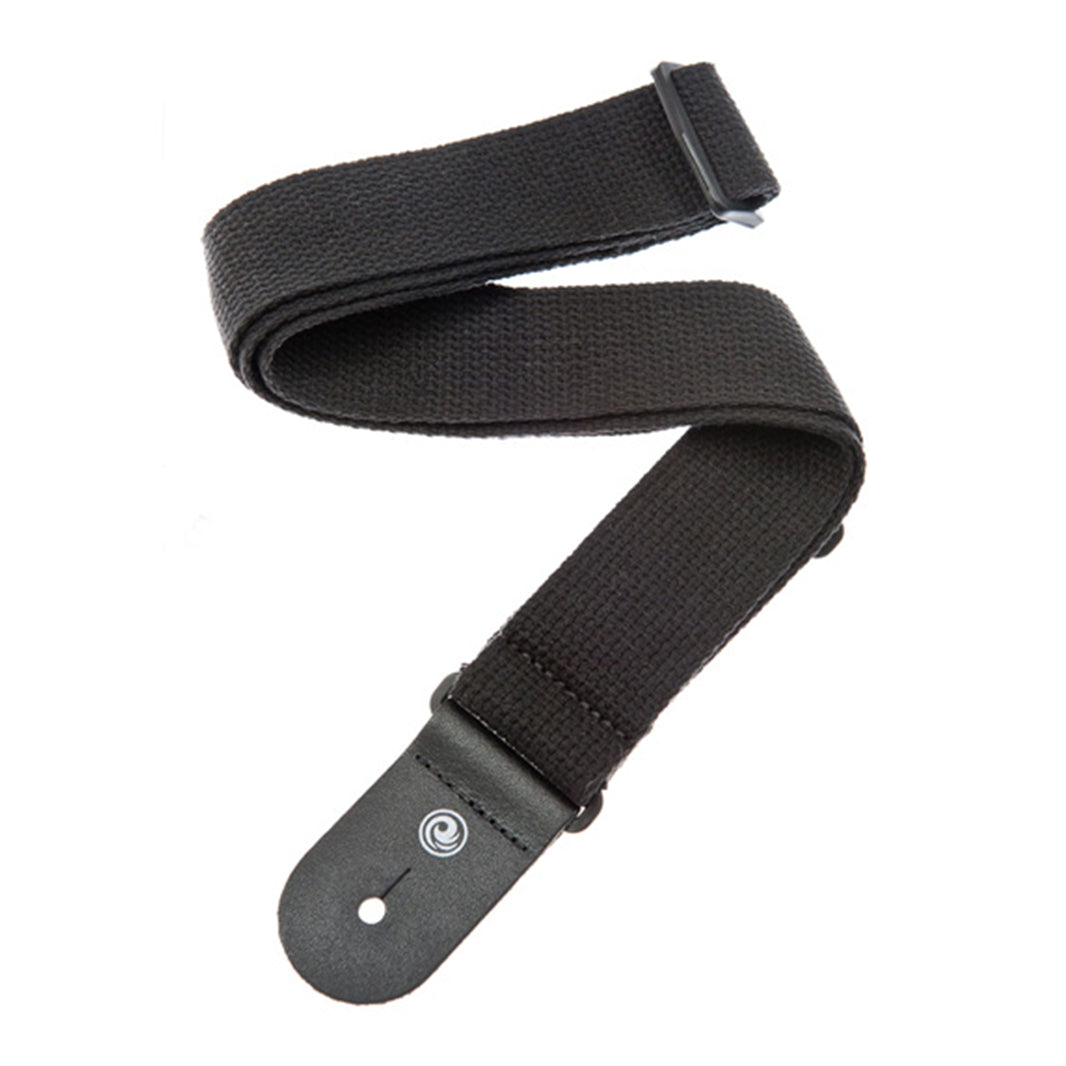 D'Addario 50mm Black Cotton Guitar Strap - 50CT00, Comfortable & Adjustable