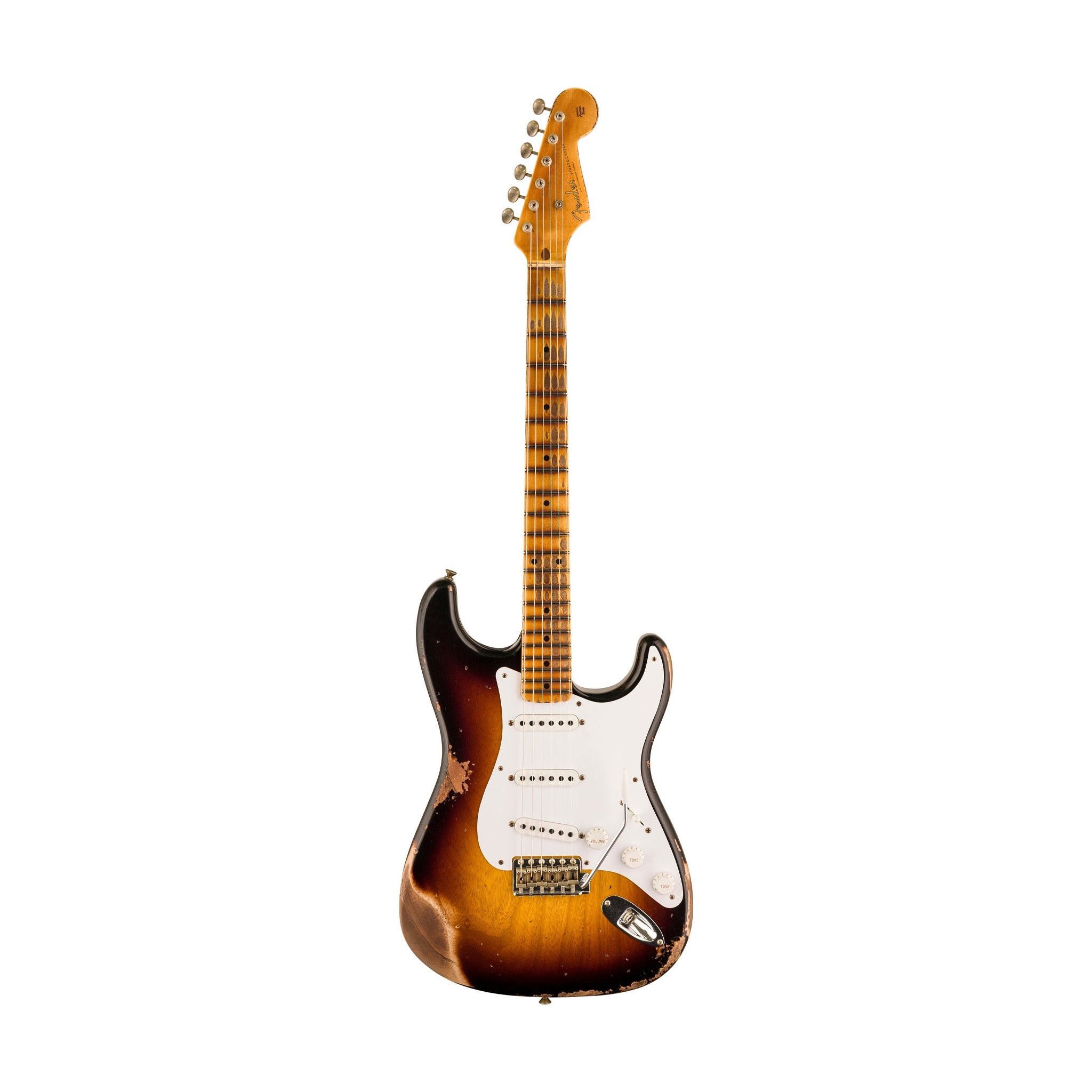 Fender Custom Shop Limited Edition 70th Anniversary 1954 Stratocaster Electric Guitar with Heavy Relic Finish and Wide-Fade 2-Color Sunburst Design