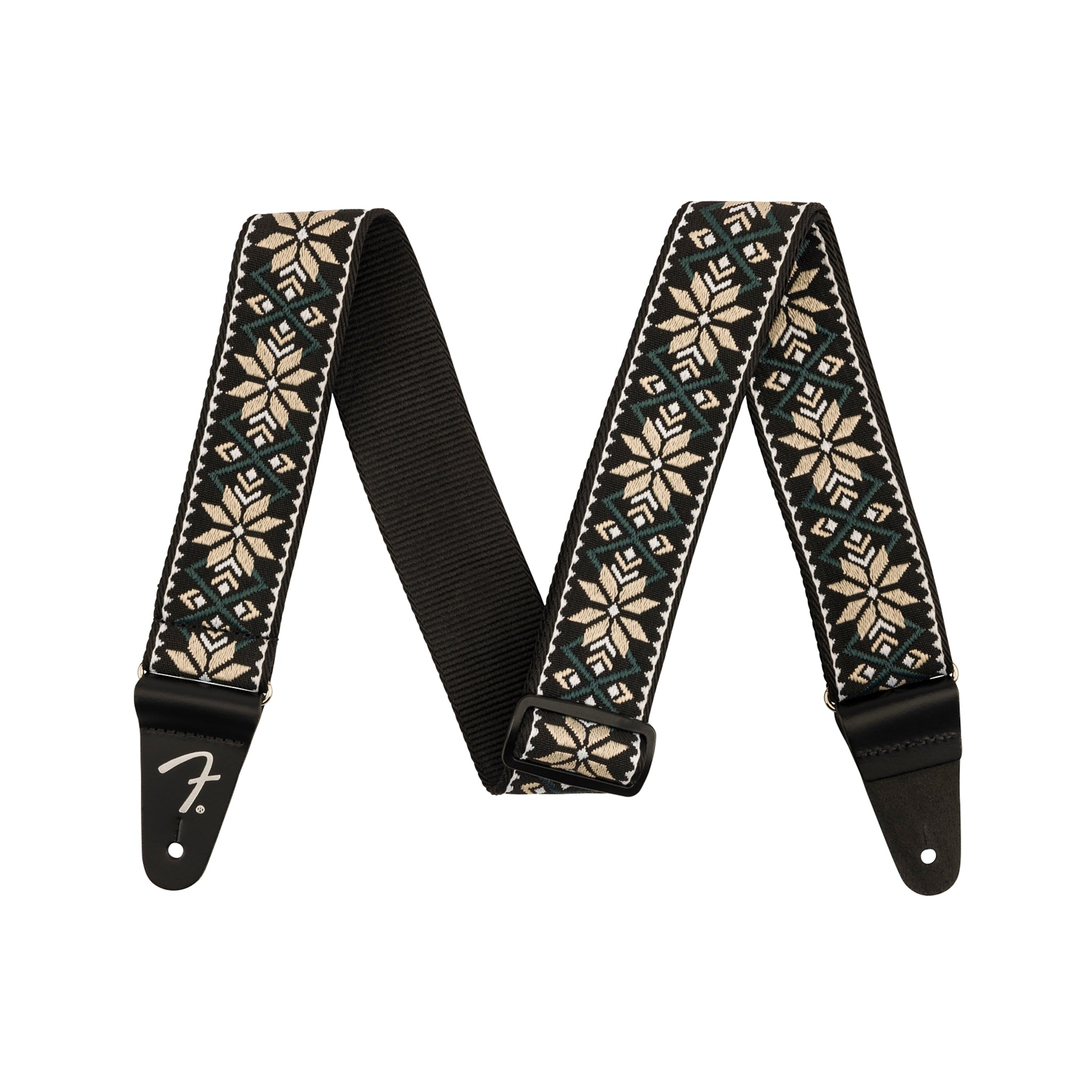Fender Pasadena Woven Electric Guitar Strap with Stunning Yellow Snowflake Pattern