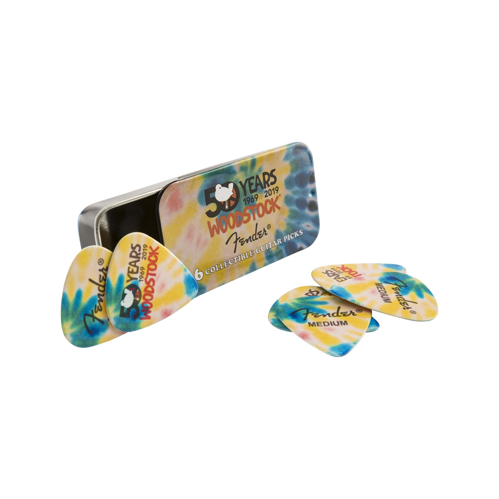 Limited-Edition Fender Woodstock 6-Piece Tie-Dyed Pick Tin
