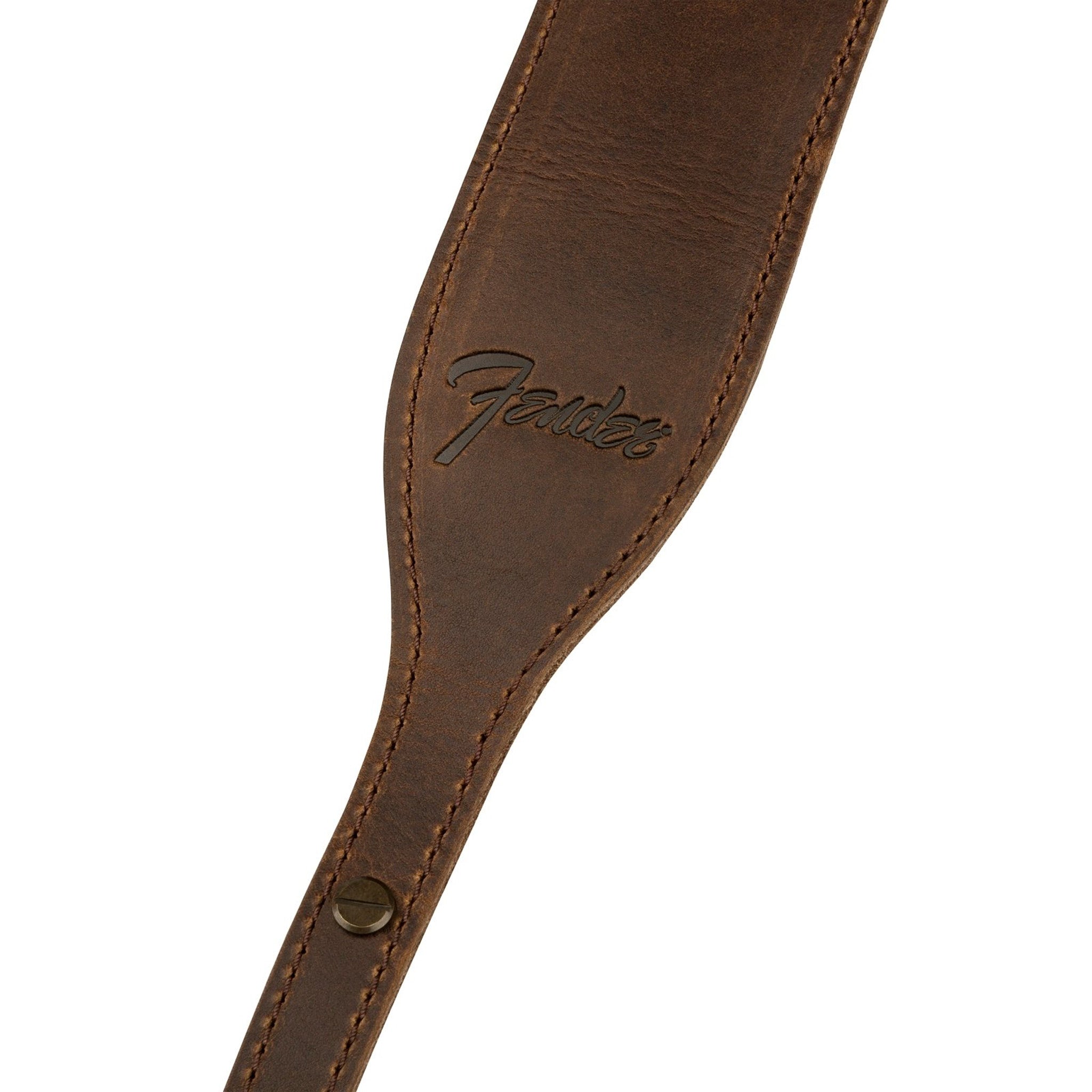 Brown Fender Paramount Series Banjo Leather Guitar Strap with Vintage-Inspired Design