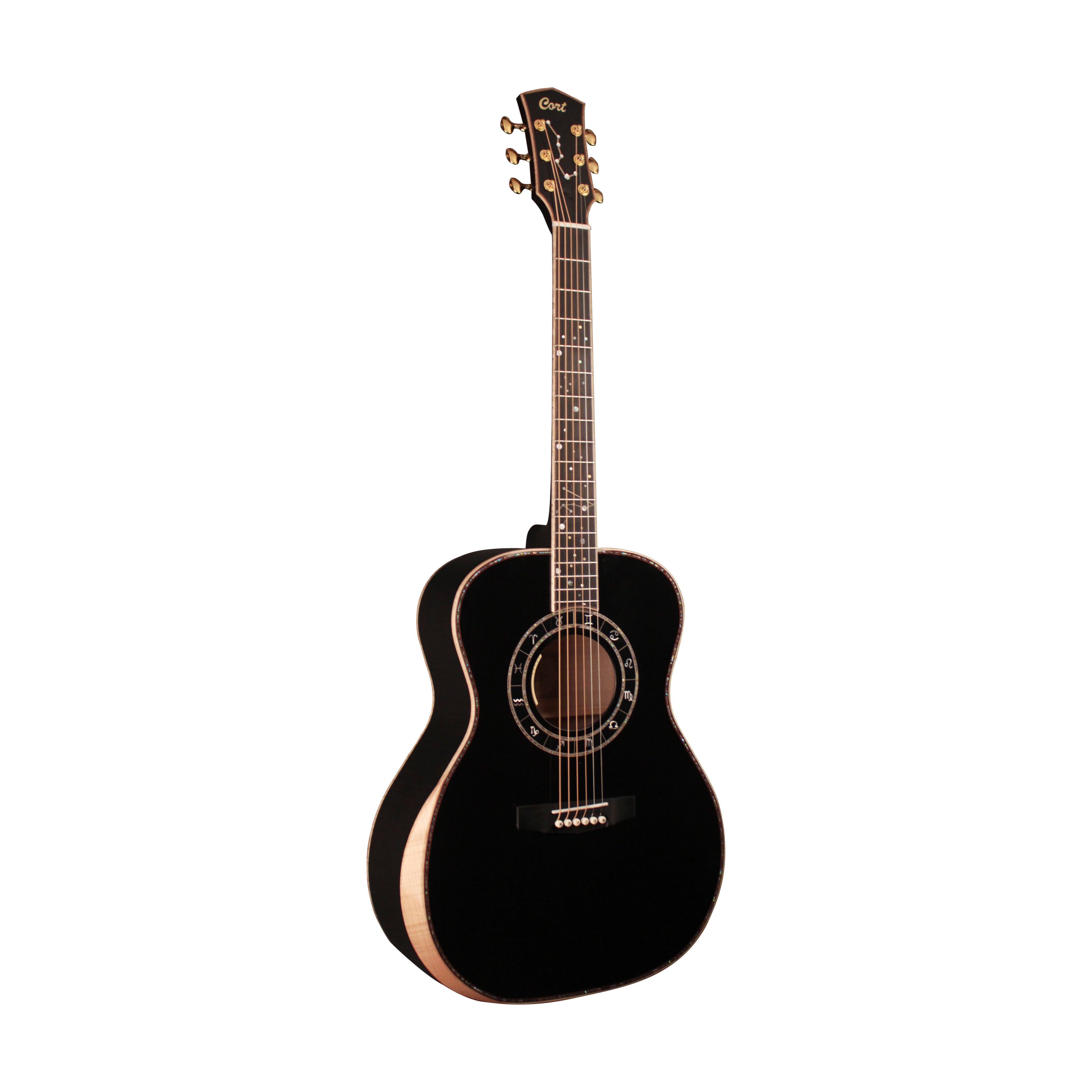 Cort Seven Stars Limited Edition Trans Black Acoustic Guitar with Case - A Premium Instrument for Musicians and Collectors