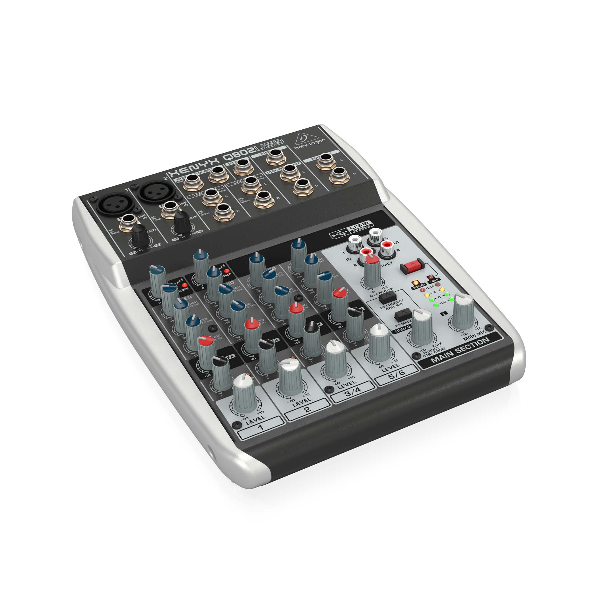 Behringer Xenyx Q802USB 8-Channel Mixer with USB and UK Plug for Premium Sound