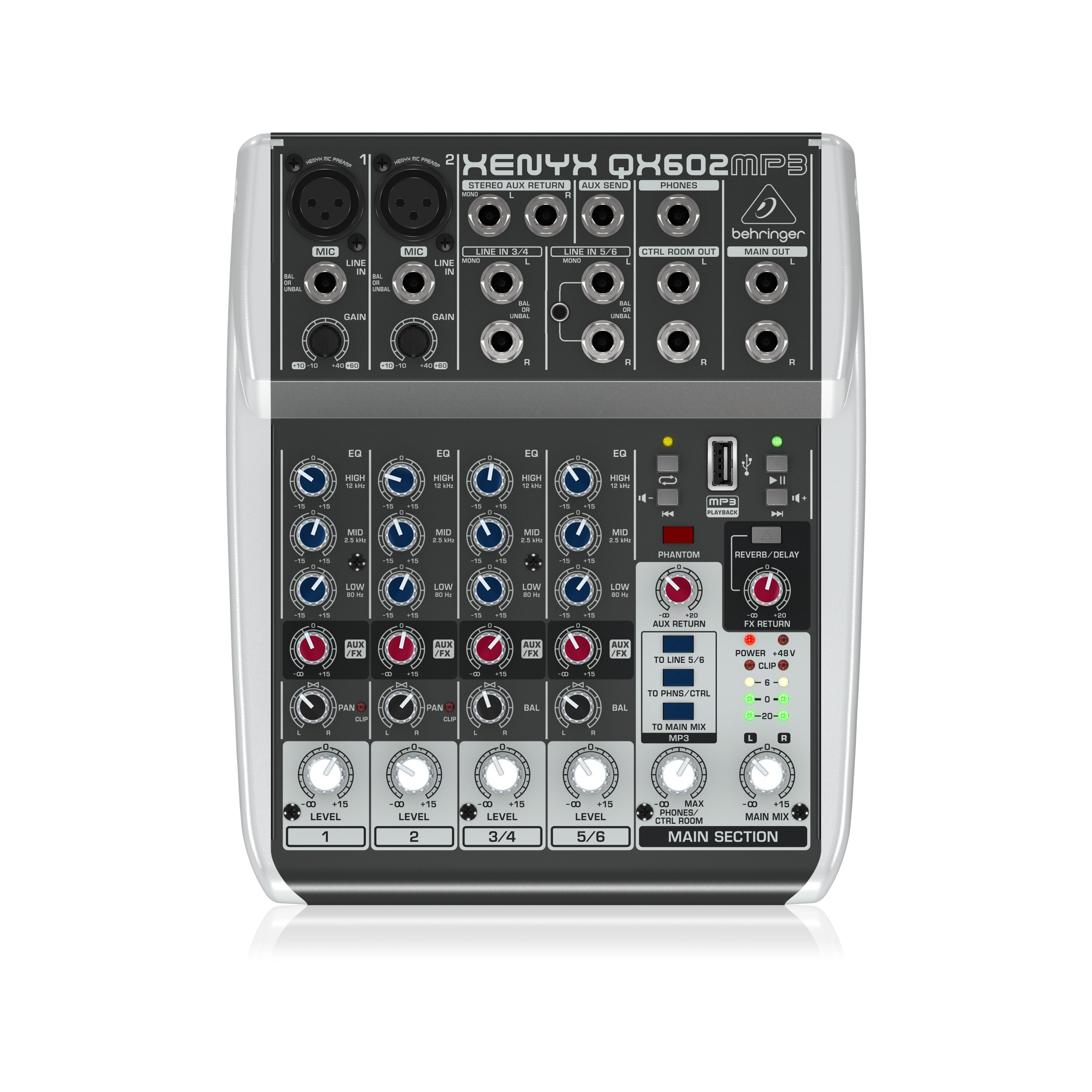 Behringer Xenyx QX602MP3 Compact Mixer with USB MP3 Playback and Studio FX