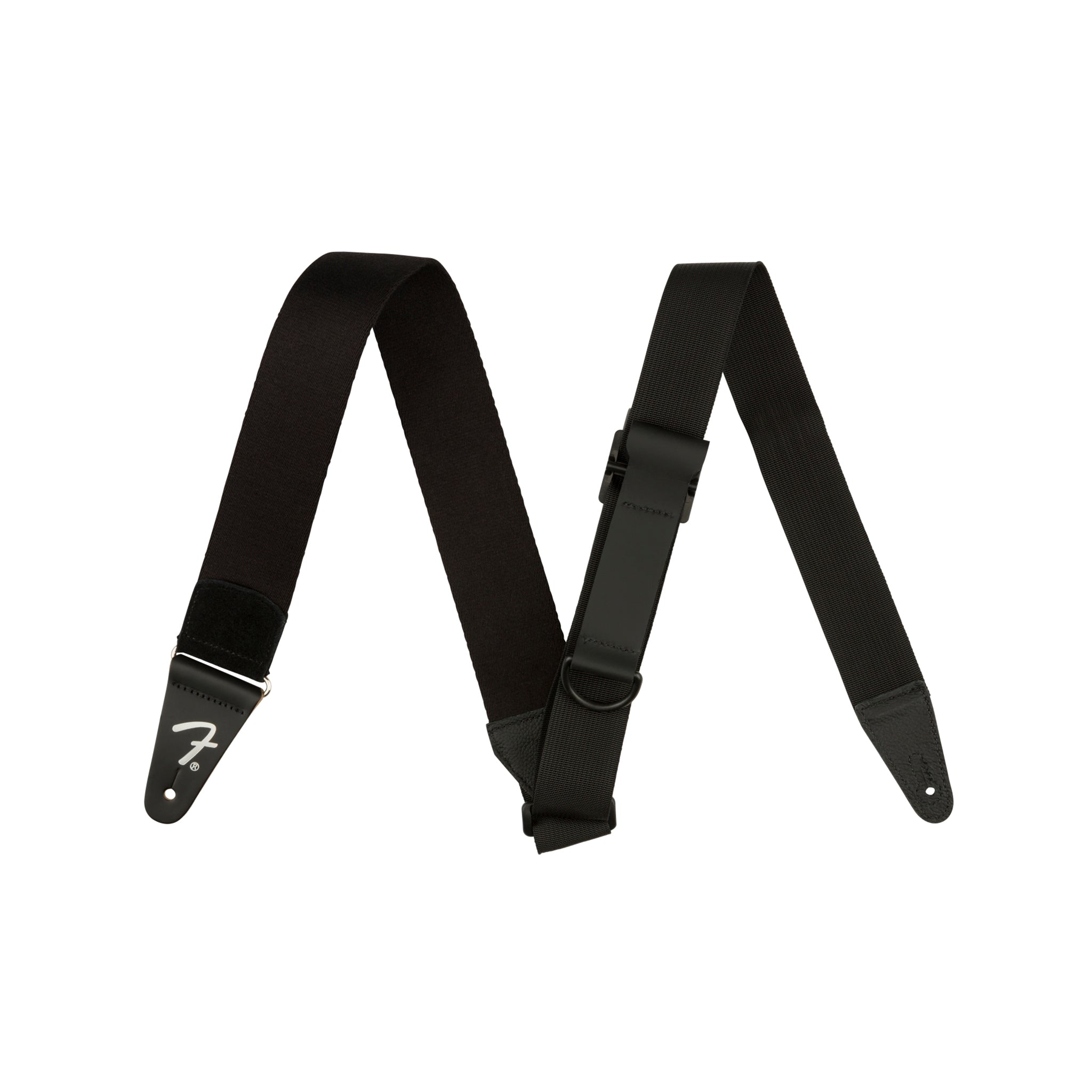 Black Rayon Fender Guitar Strap with Right Height Strap Adjustment System