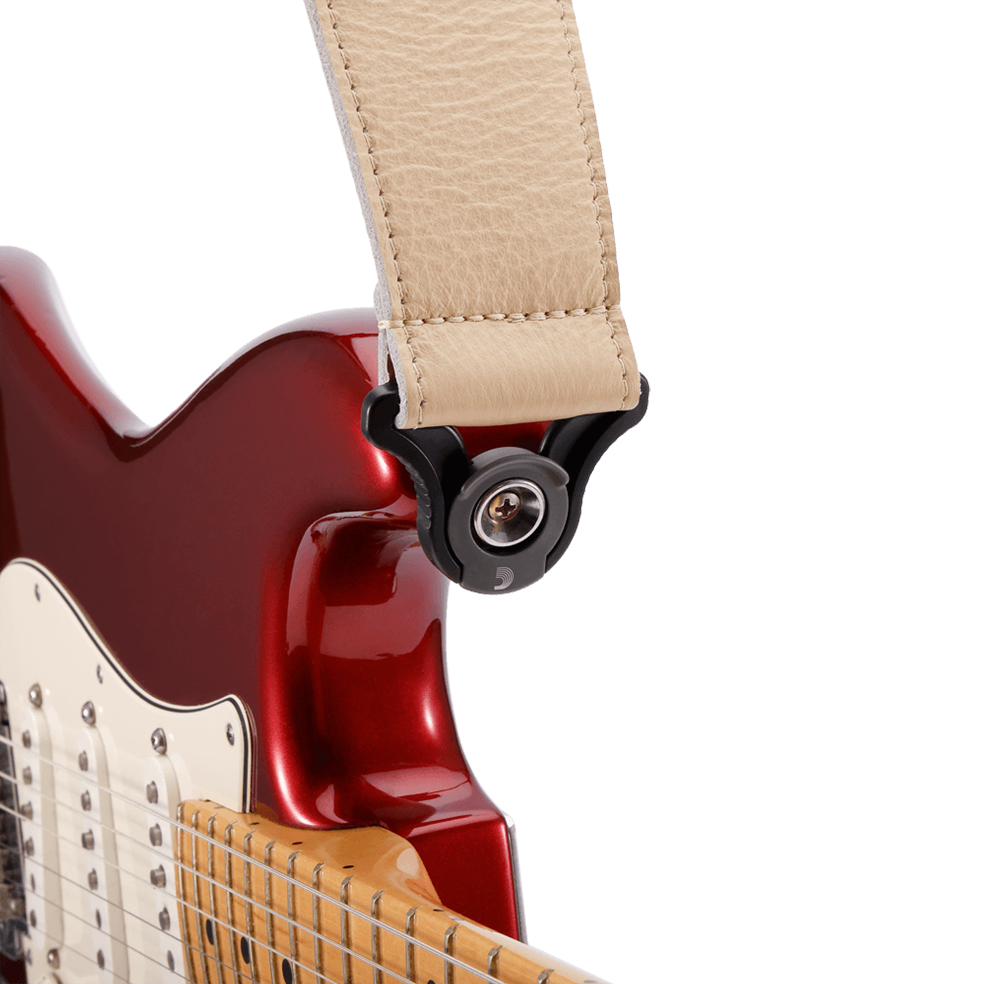 D'Addario Comfortable 2.5-Inch Tan Leather Auto-Lock Guitar Strap for Electric, Acoustic and Bass Guitars
