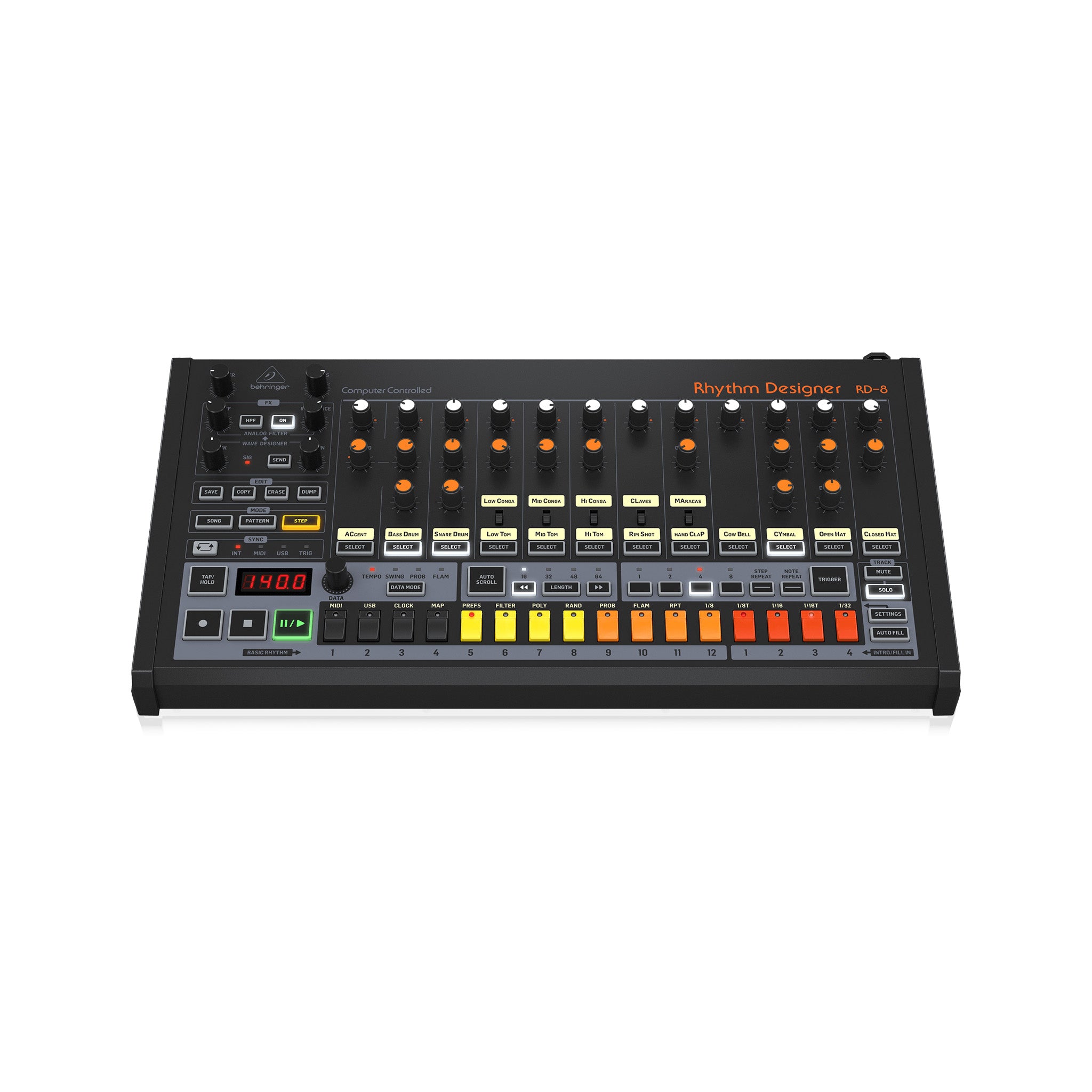 Behringer RD-8 MKII Advanced Analog Drum Machine for Beat - Making Masters