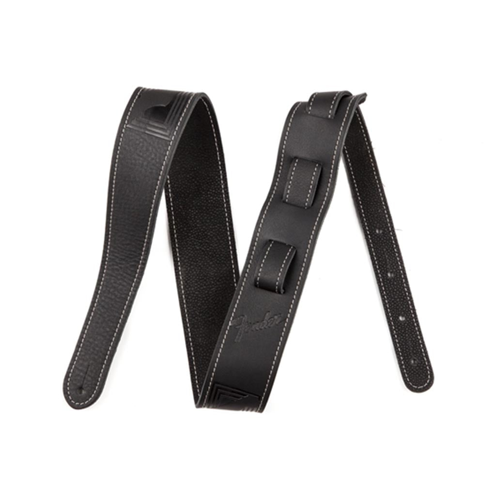 Black Fender Monogrammed Leather Guitar Strap for Musicians