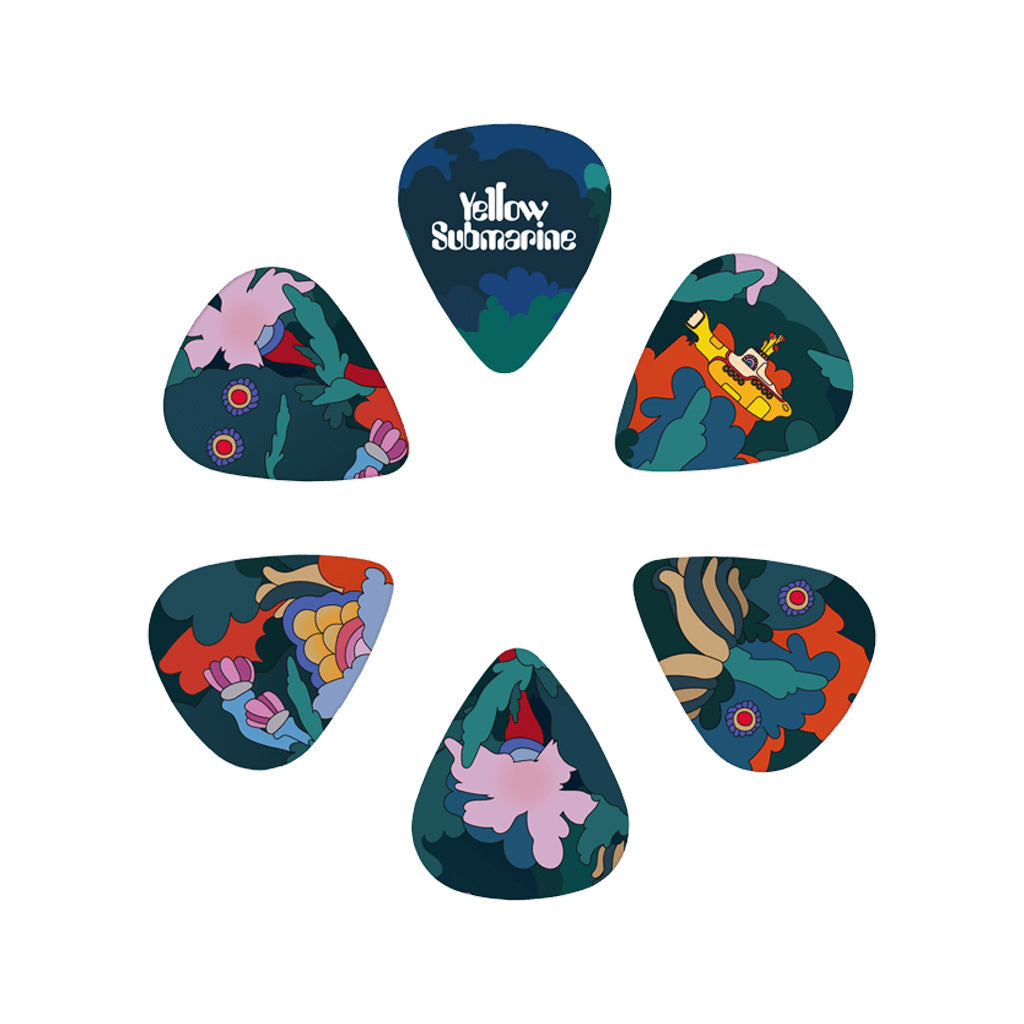 D'Addario 15-Pack Medium Guitar Picks - Yellow Submarine 55th Anniversary Under the Sea Design