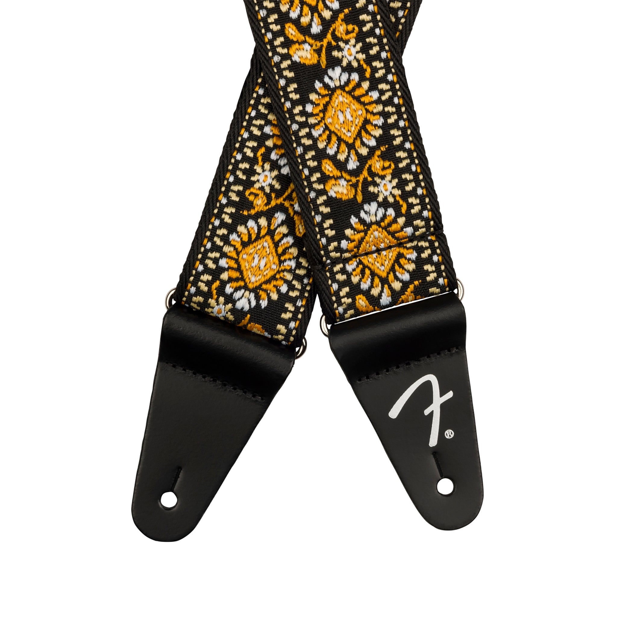 Fender Pasadena Woven Adjustable Guitar Strap in Stunning Yellow Lotus Design