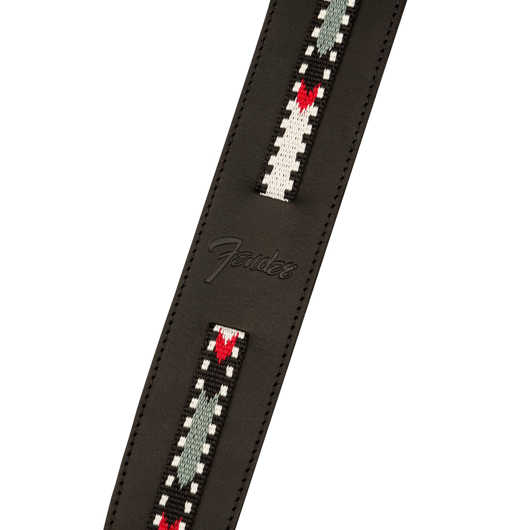 Black Fender Paramount Acoustic Guitar Leather Strap with Vintage Style